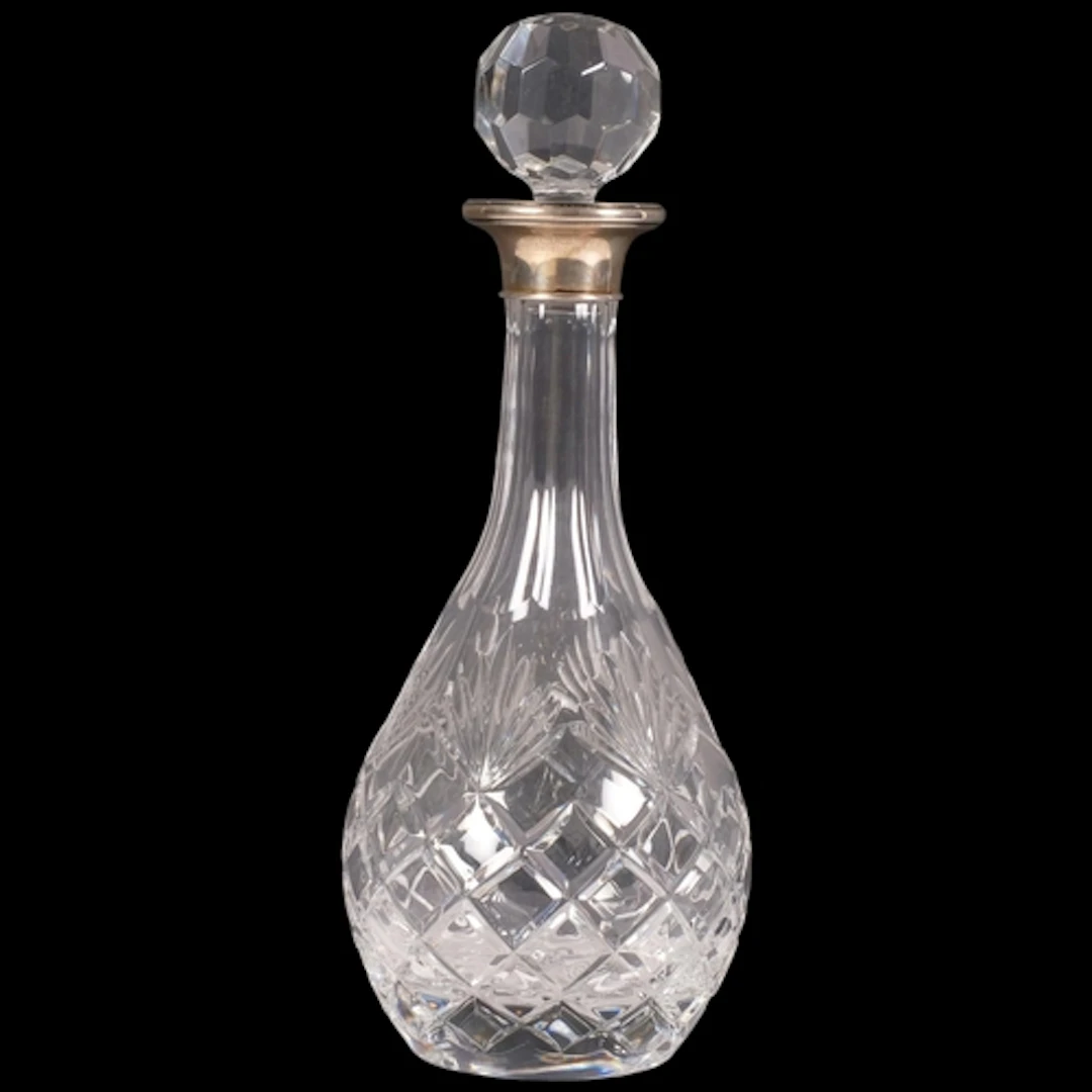 A 1998 hallmarked silver collared decanter