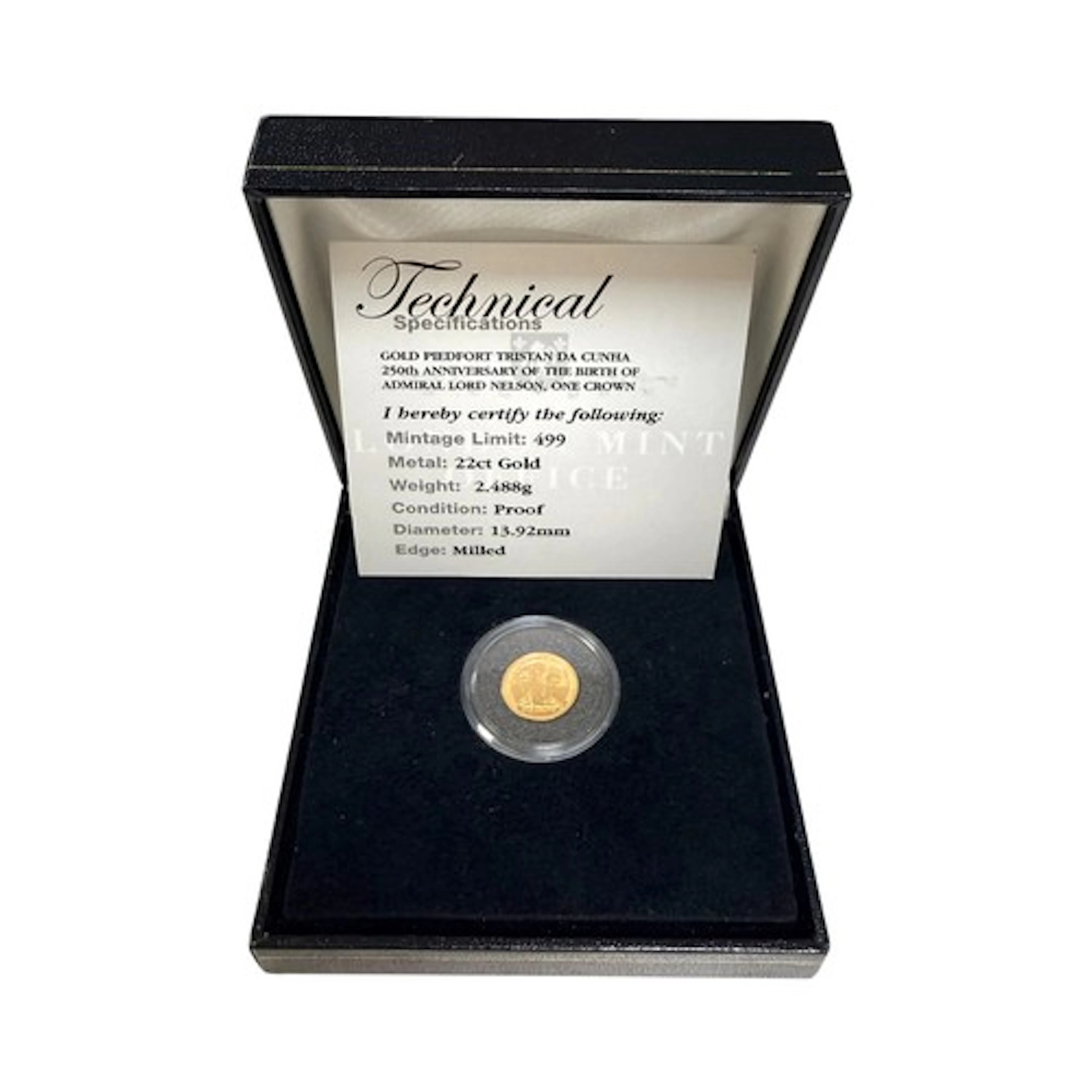 Tristan Da Cunha 2008 Lord Nelson crown piedfort gold proof ...