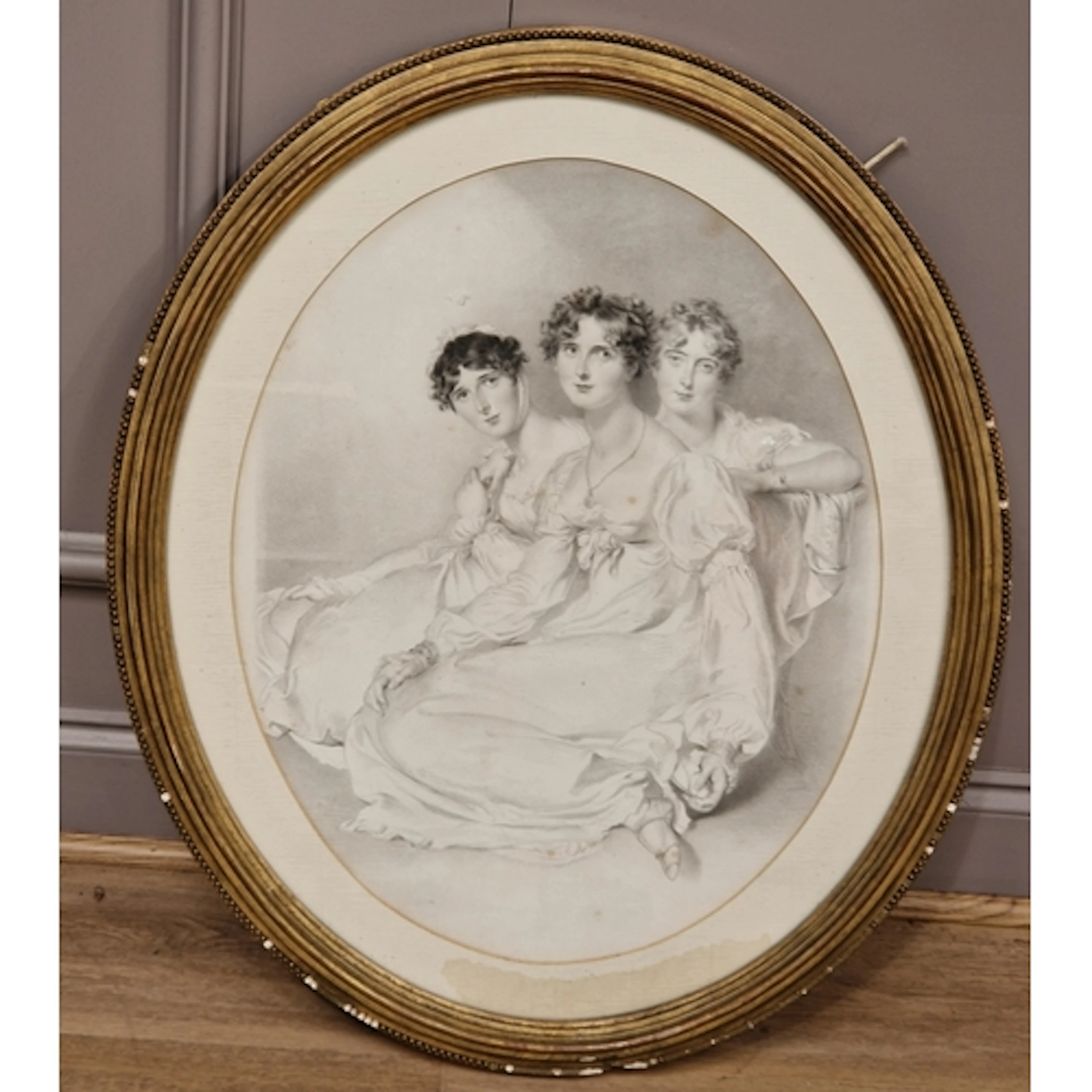 MANNER OF SIR THOMAS LAWRENCE. Three Sisters, engraving, ova...