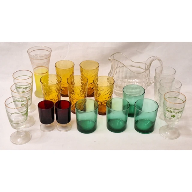 Vintage Drinking Glasses, mostly tumblers incl. set of 5 amb...
