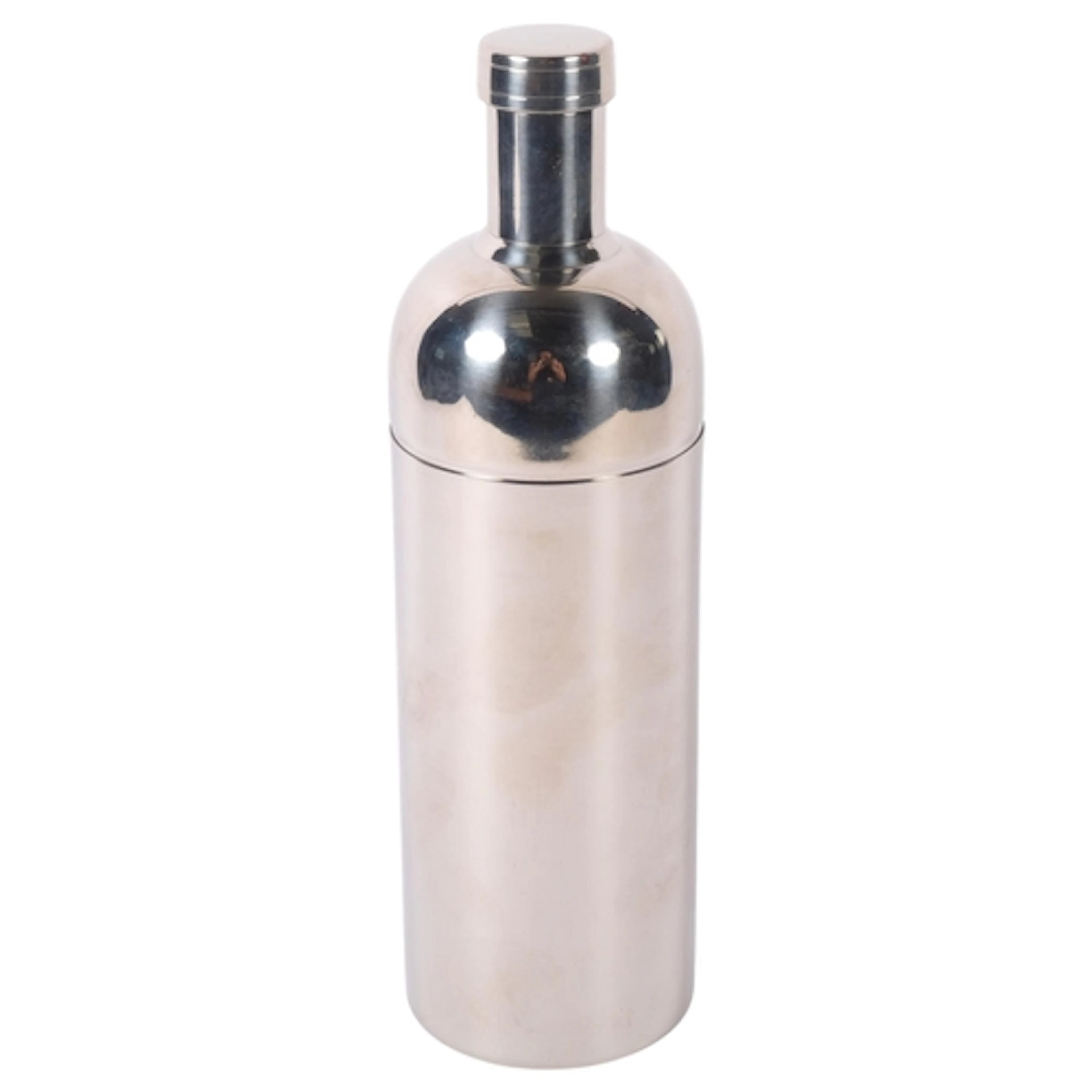 A contemporary Art Deco style polished chrome cocktail shake...