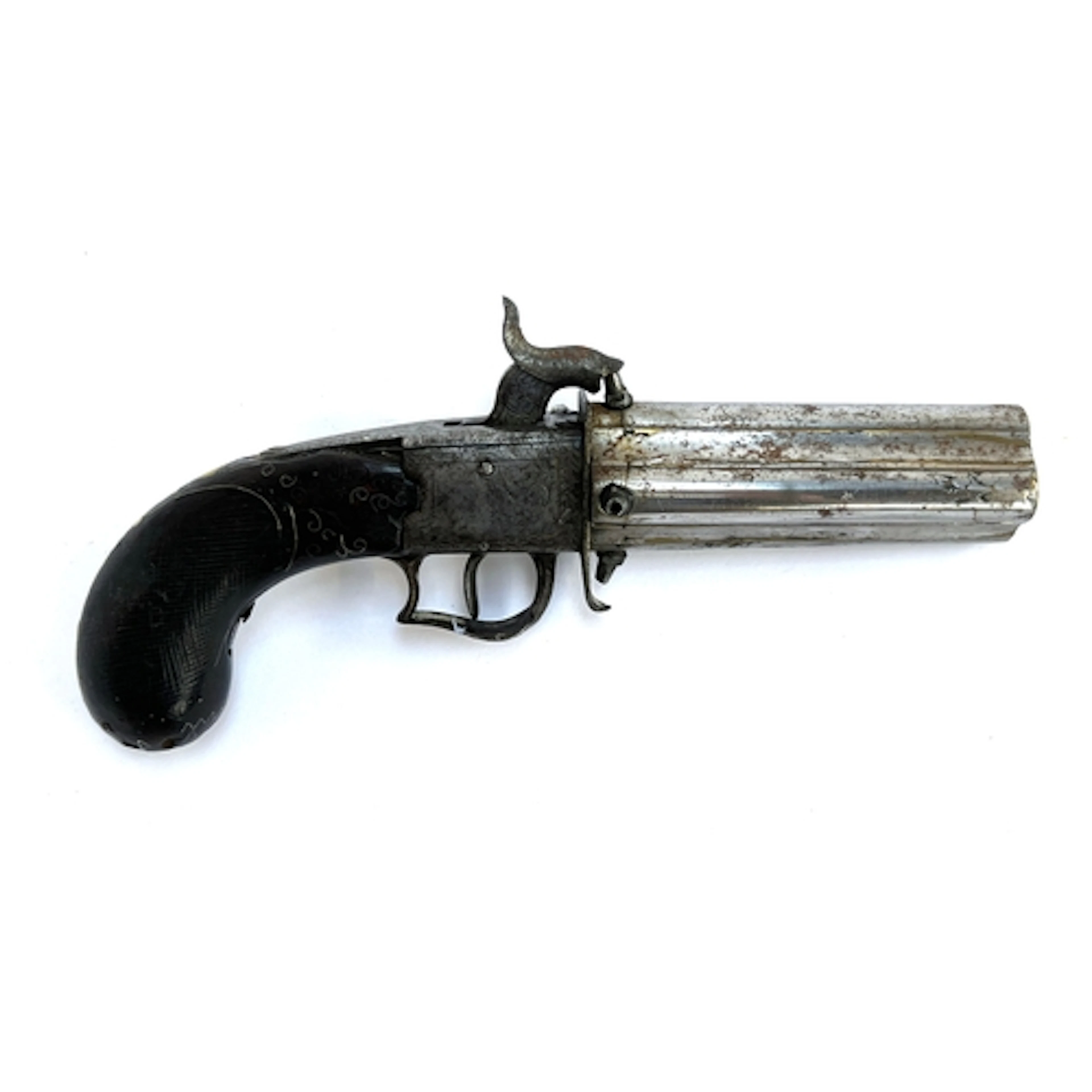 An antique four-shot percussion pepperbox revolver, 4" barre...