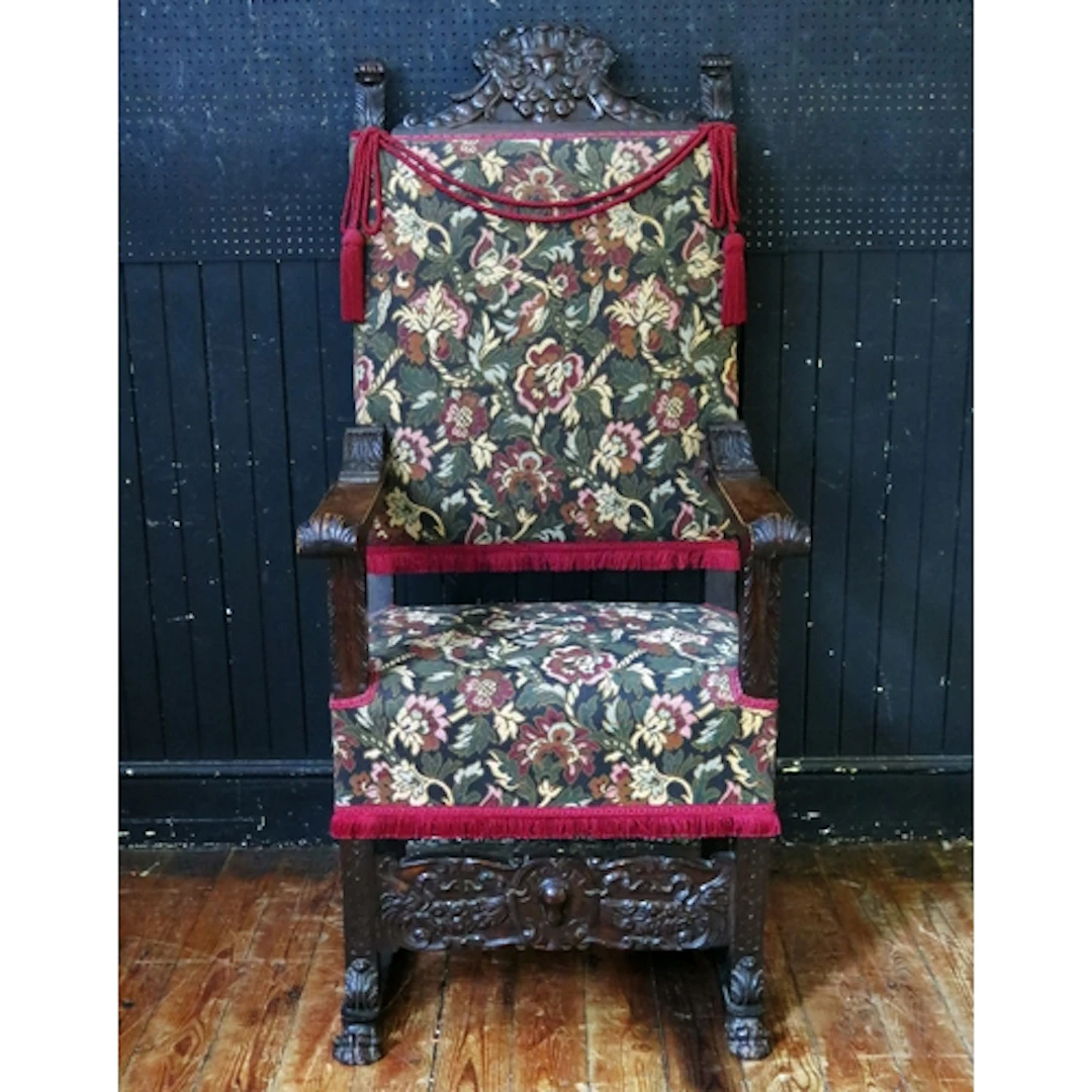 A late 19th century continental mahogany elbow chair, with u...