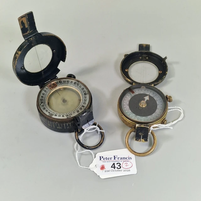 Two British military prismatic marching compasses: a WWI Ver...