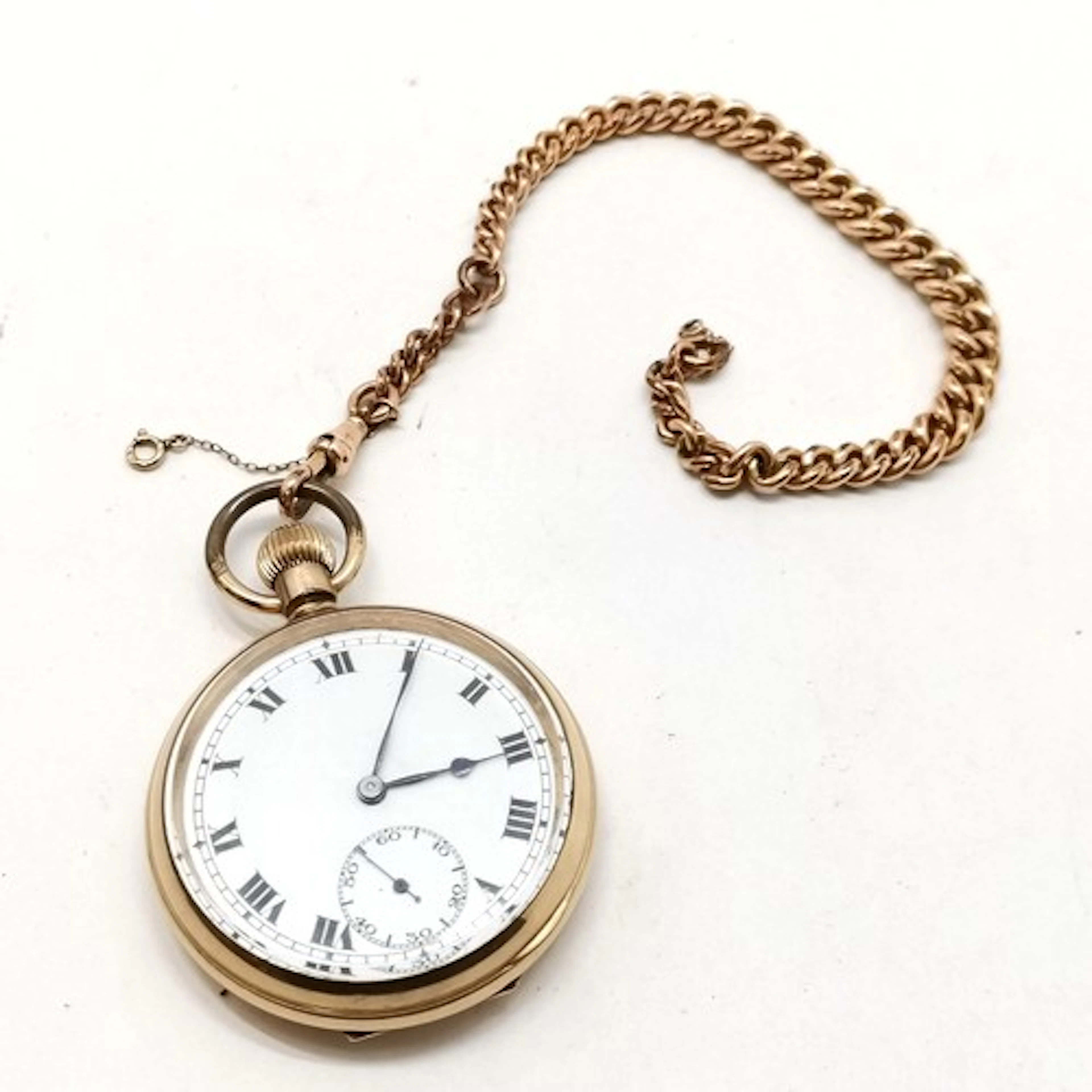 Record Watch company gold plated open face pocket watch 4.8c...