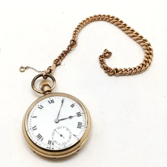 Record Watch company gold plated open face pocket watch 4.8c...