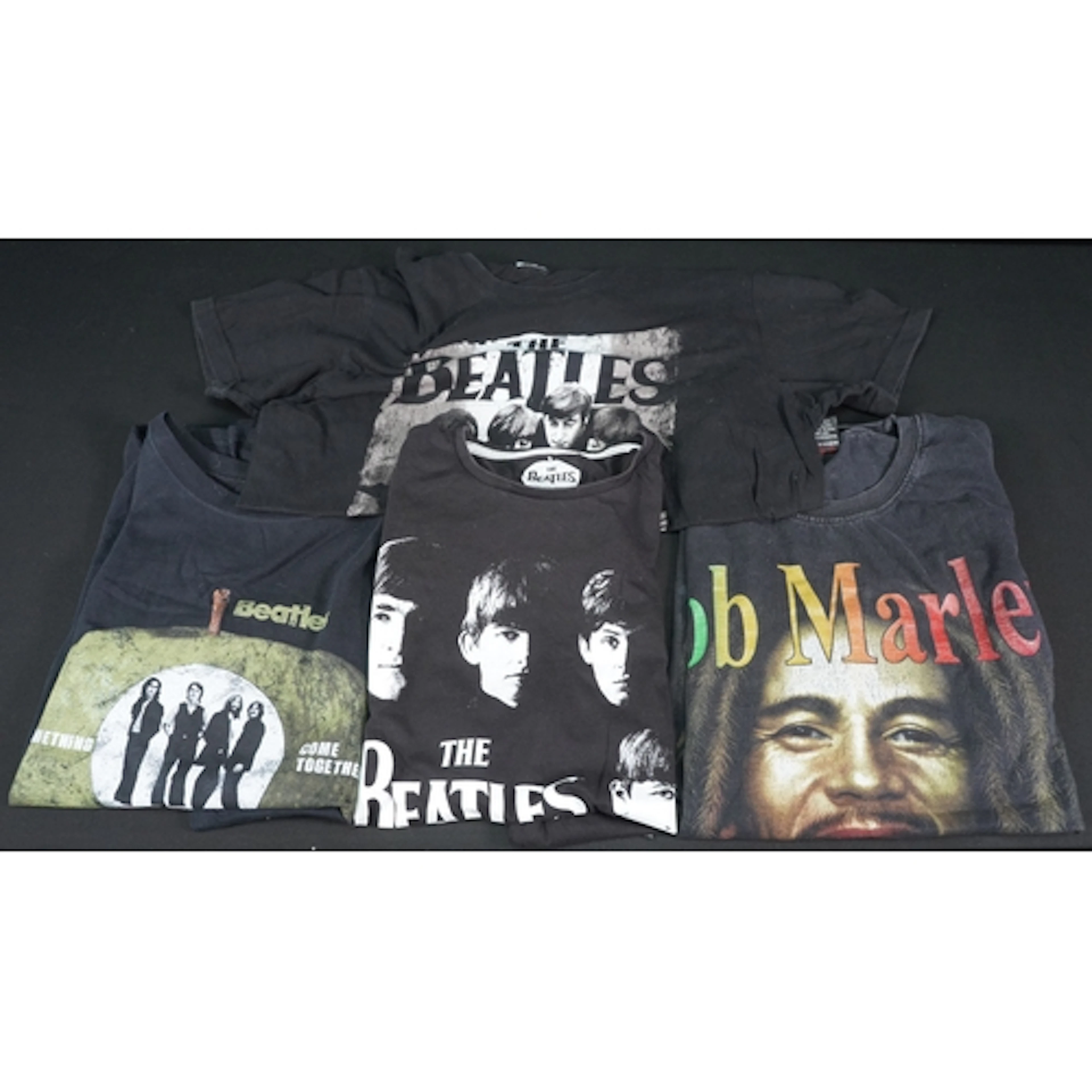 Memorabilia - 3 The Beatles T-Shirts (Large) and 1 Bob Marle...