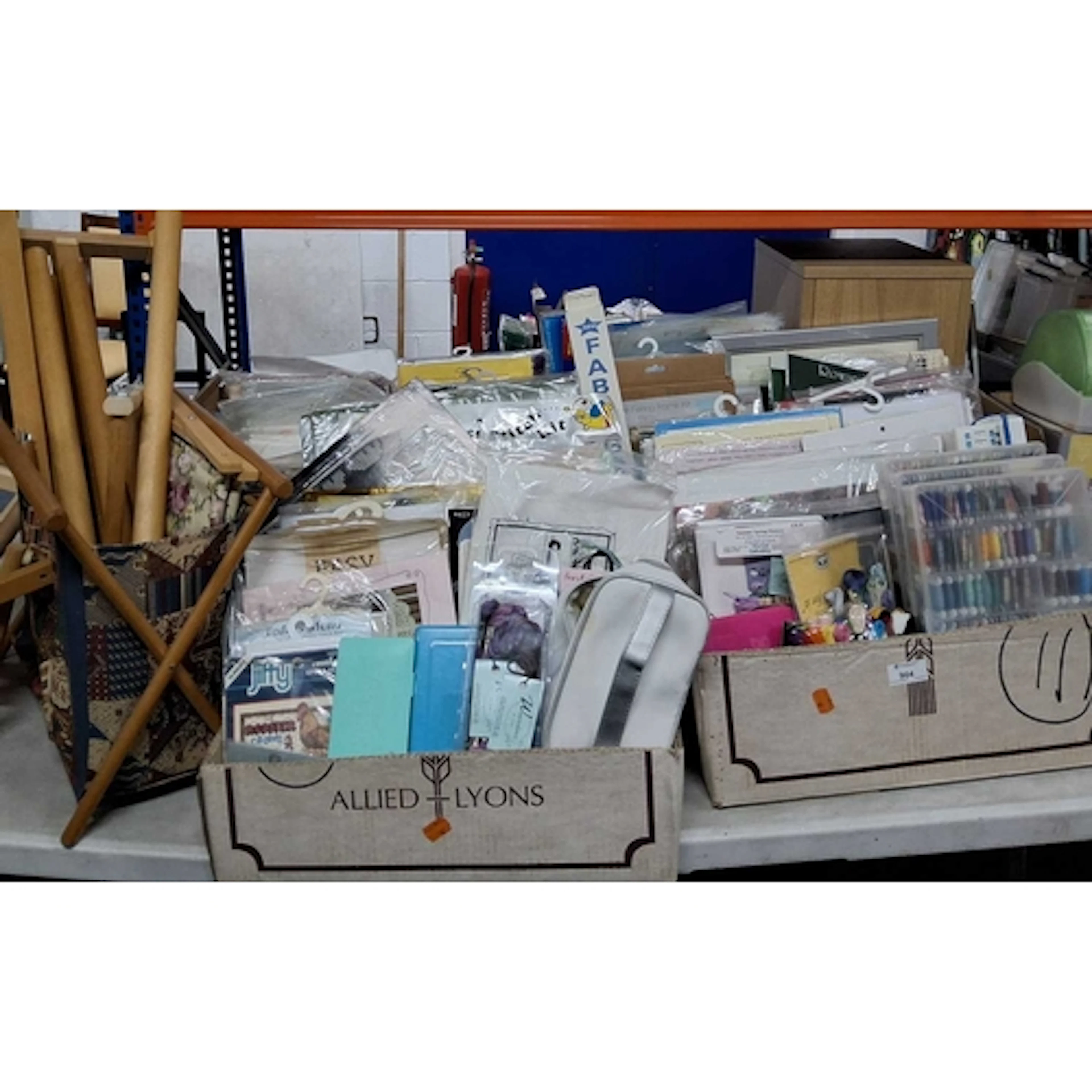FOUR BOXES AND LOOSE EMBROIDERY CRAFT RELATED ITEMS, to incl...