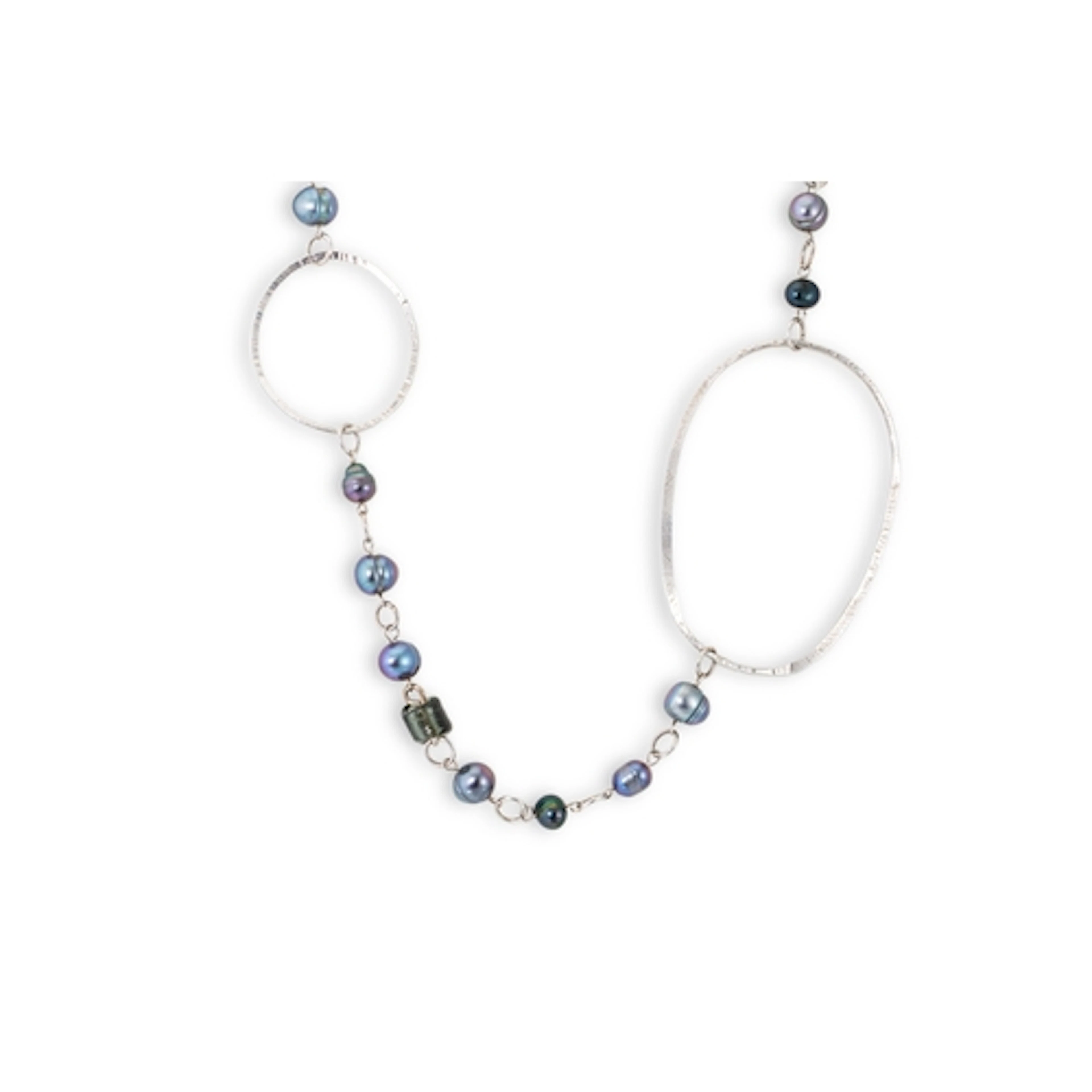 AN INTERESTING SUITE OF SILVER & CULTURED PEARLS, an abstrac...