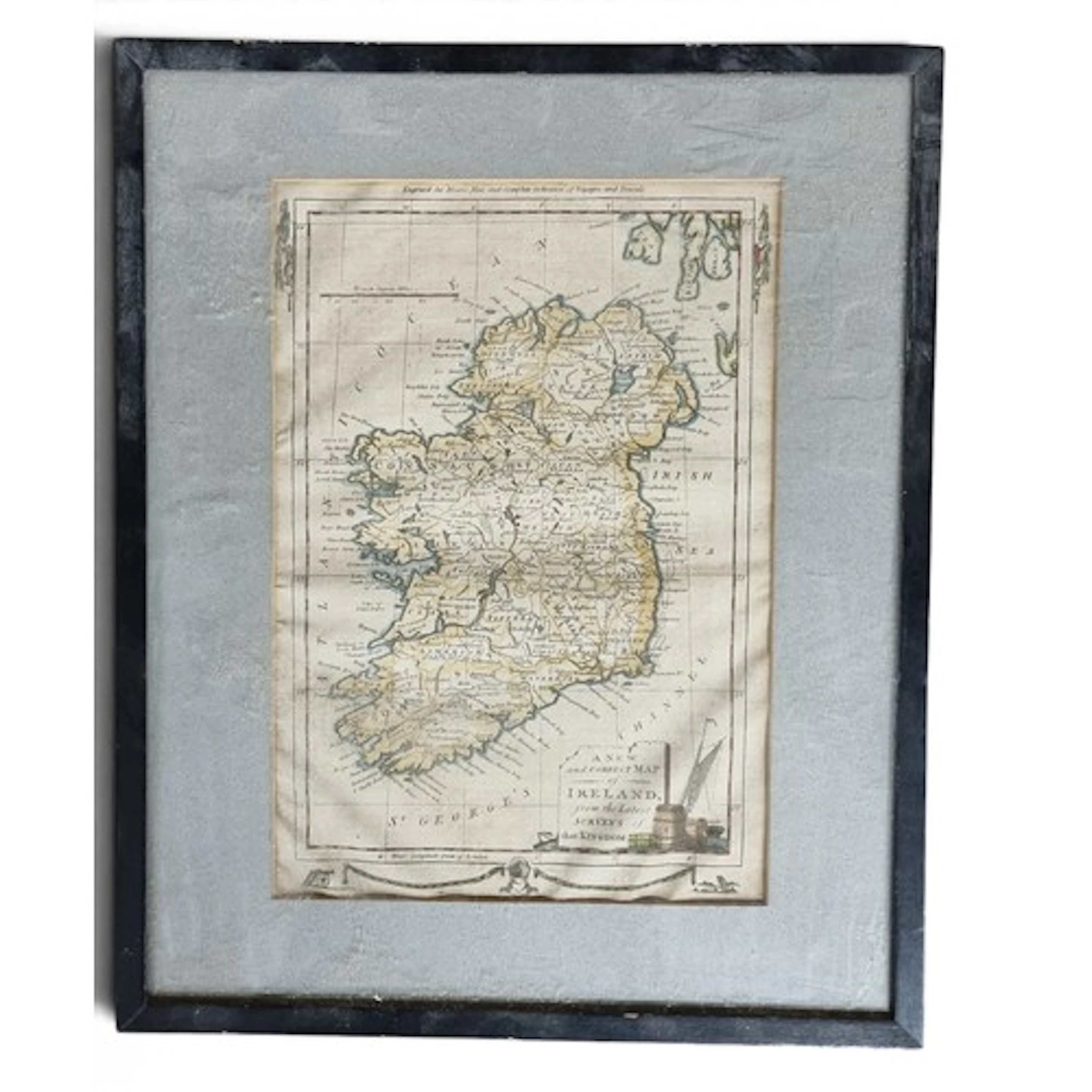 A 19th Century hand coloured Map Of Ireland. A New and Corre...
