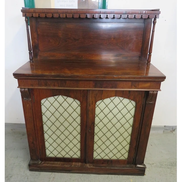 C19th Rosewood Chiffonier with upstand, turned columns, plin...