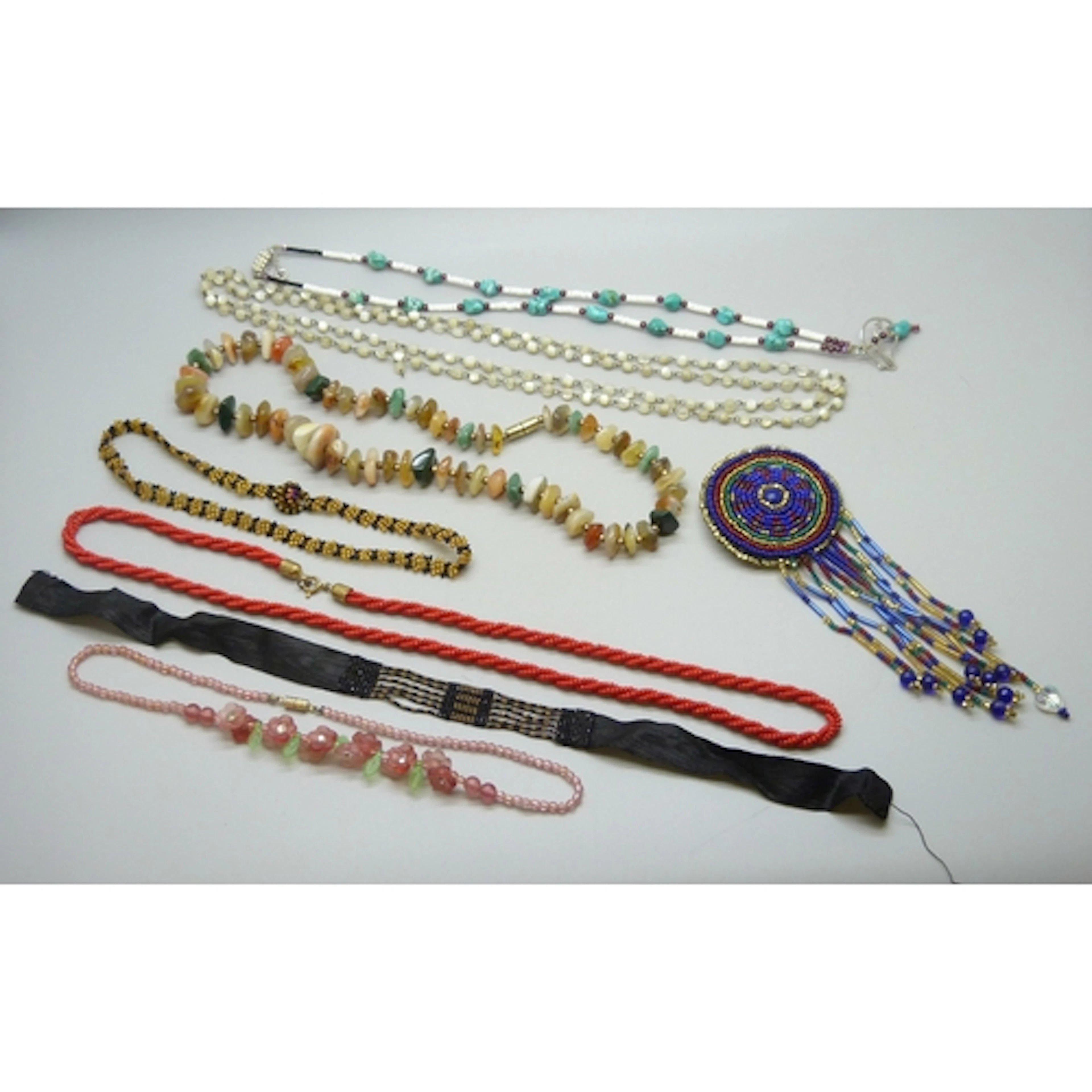 A collection of bead necklaces including vintage, an example...
