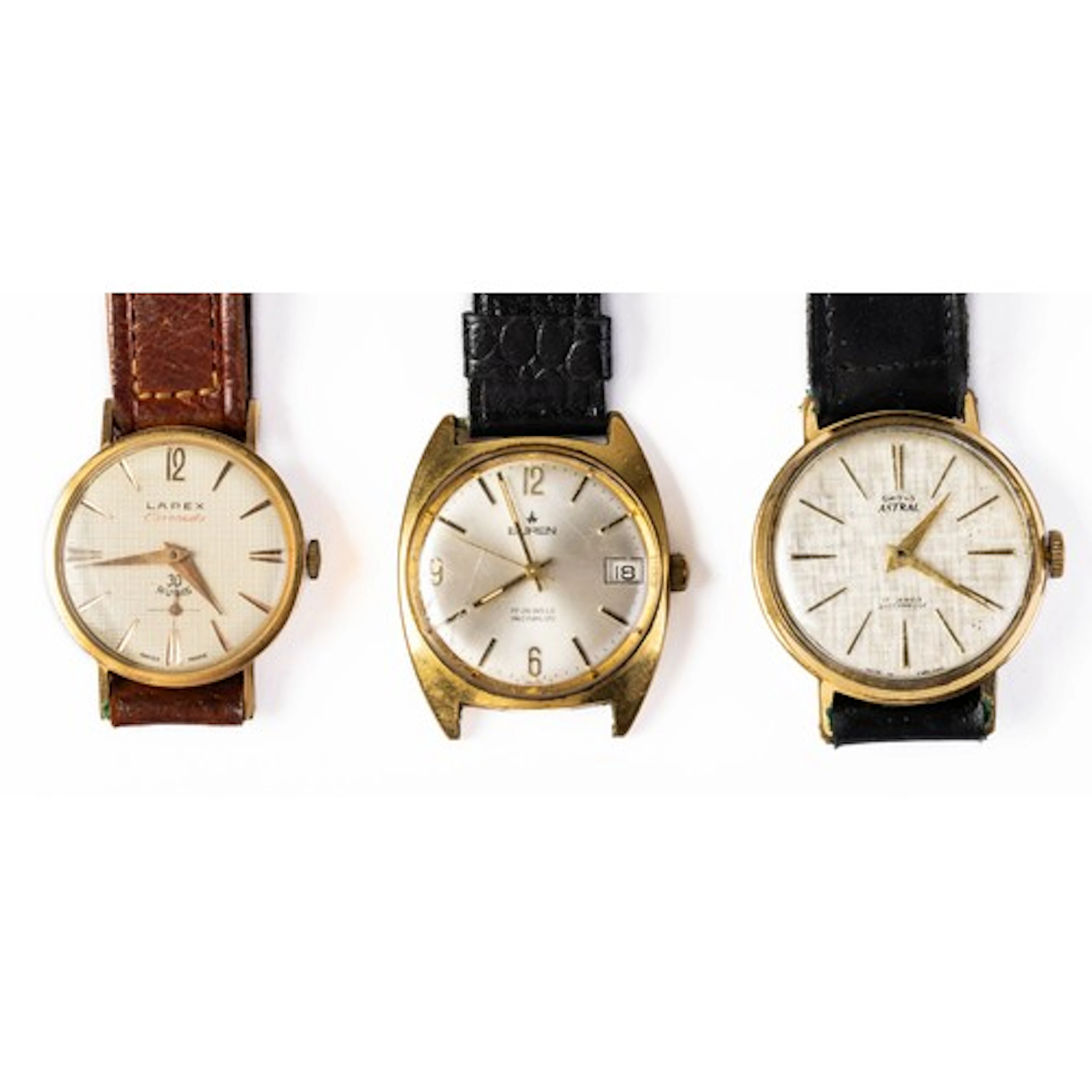 Three gold plated watches - a Buren 17 jewel automatic watch...