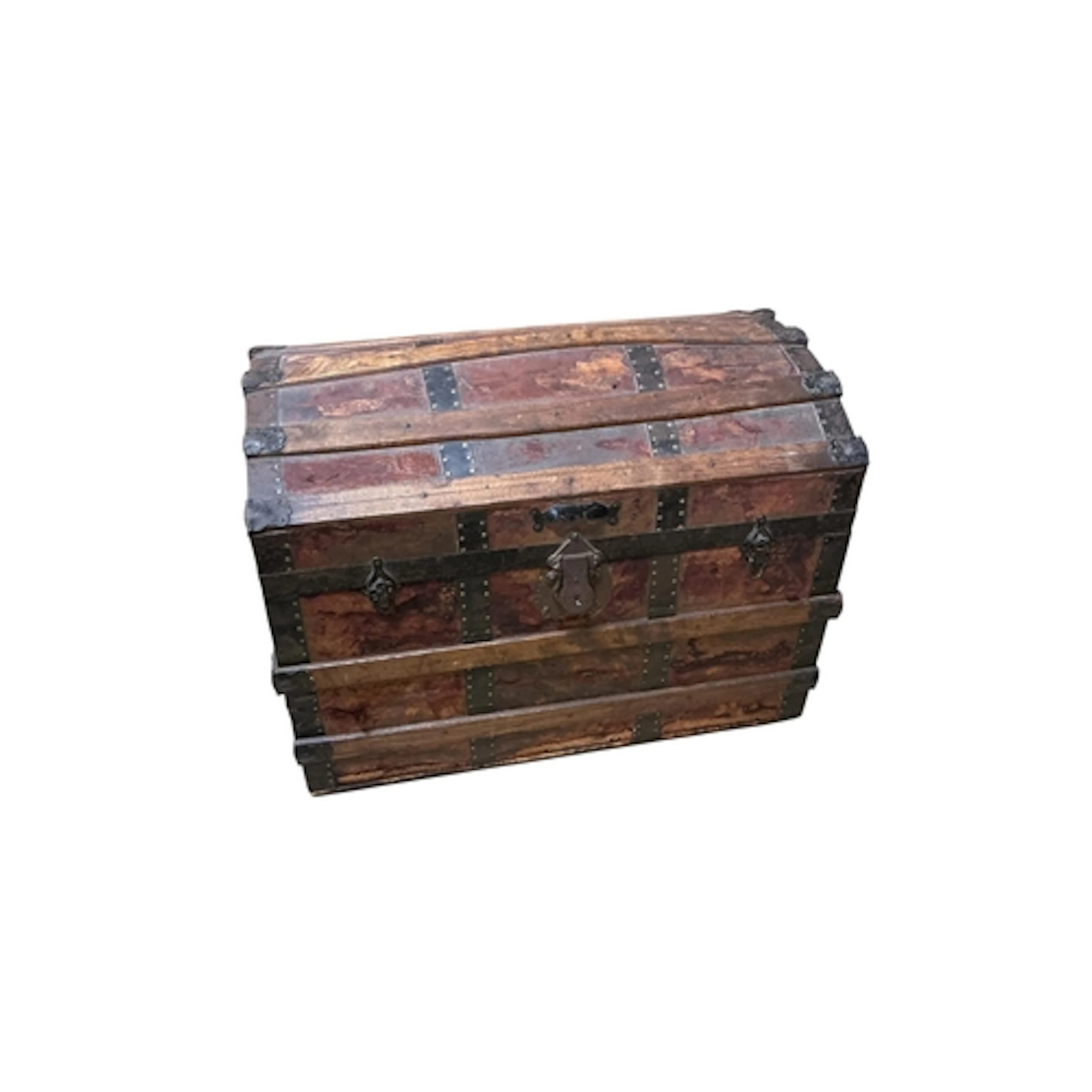 A Victorian pine trunk, width 94cm, depth 51cm, height 45cm ...