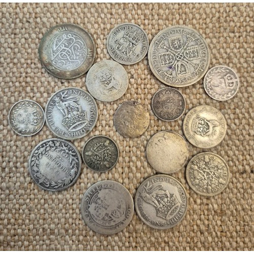 A small group of assorted silver coins