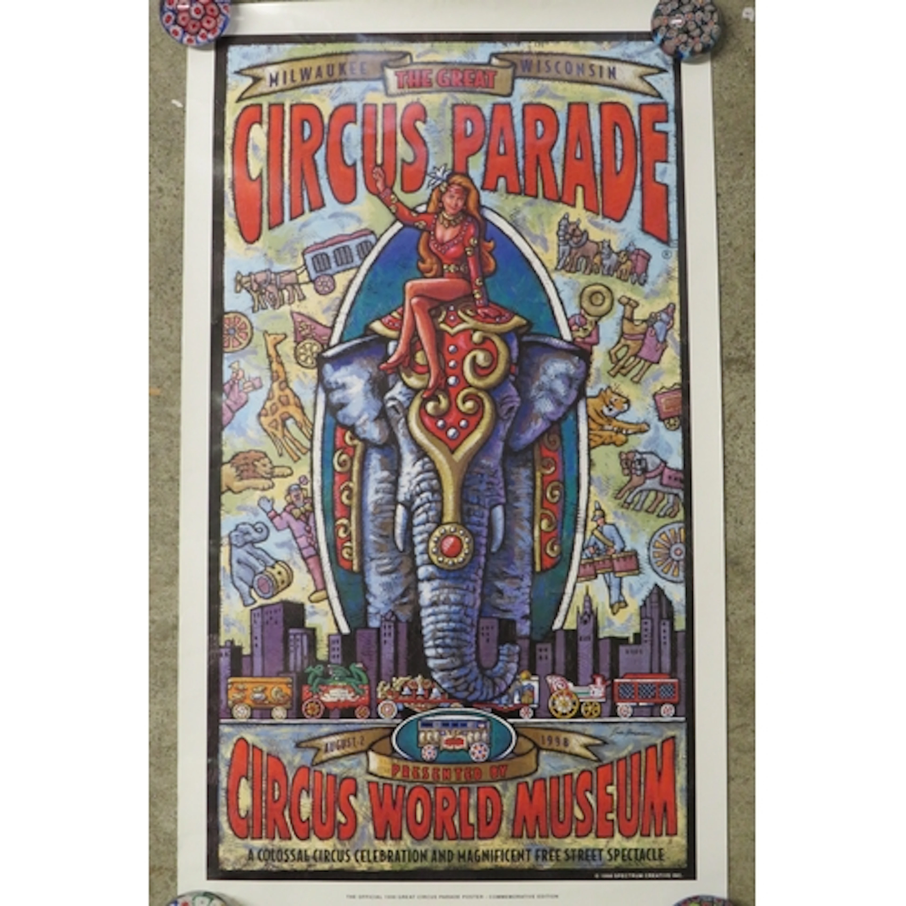 1998 Great Circus Parade Poster approx. 43cm W x 76cm H (S5)