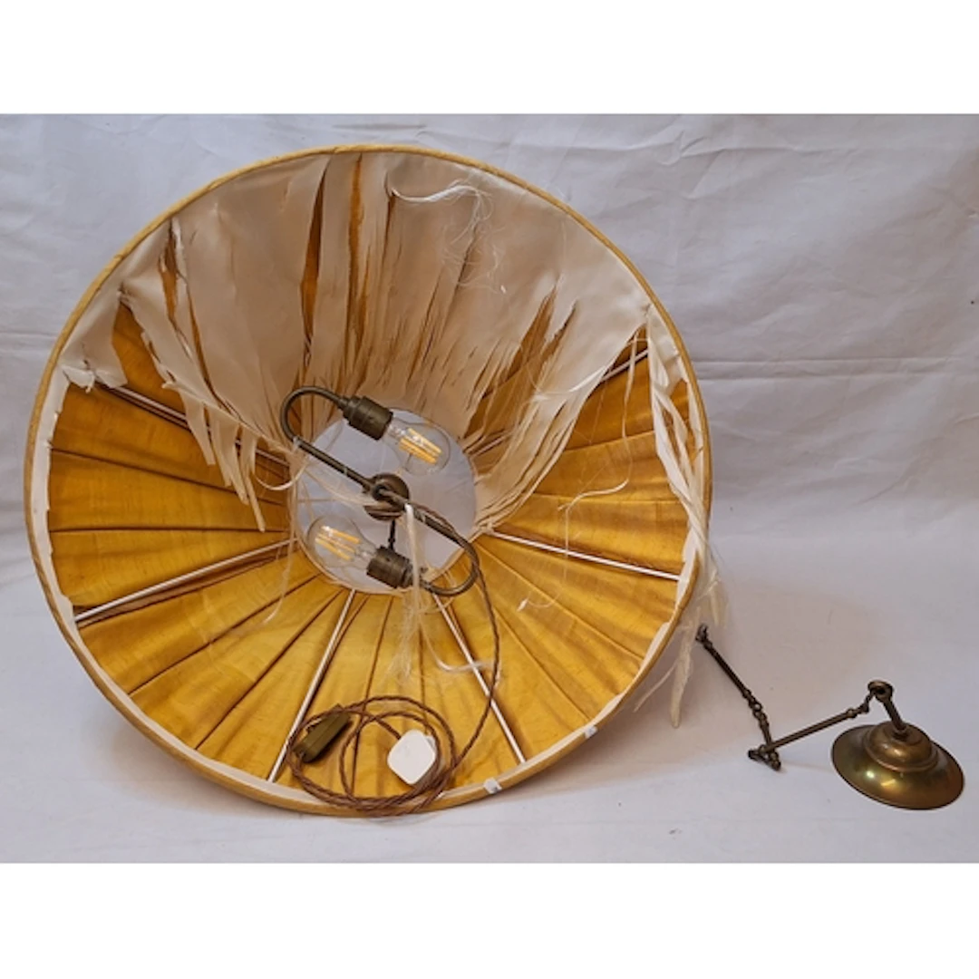 Large Vintage Ceiling Lamp in mustard/ochre & press switch a...