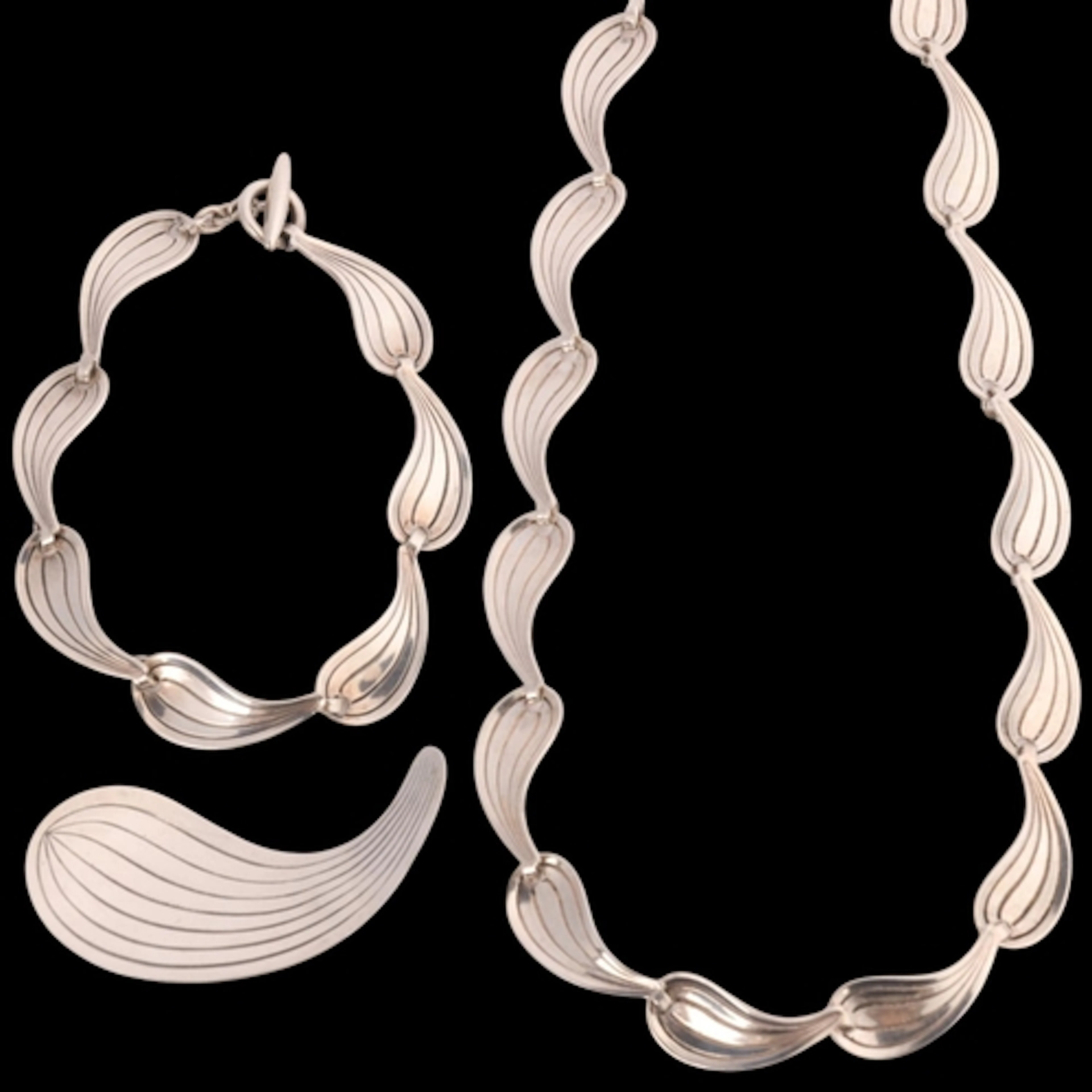 HERMANN SIERSBOL - a Danish modernist sterling silver leaf d...