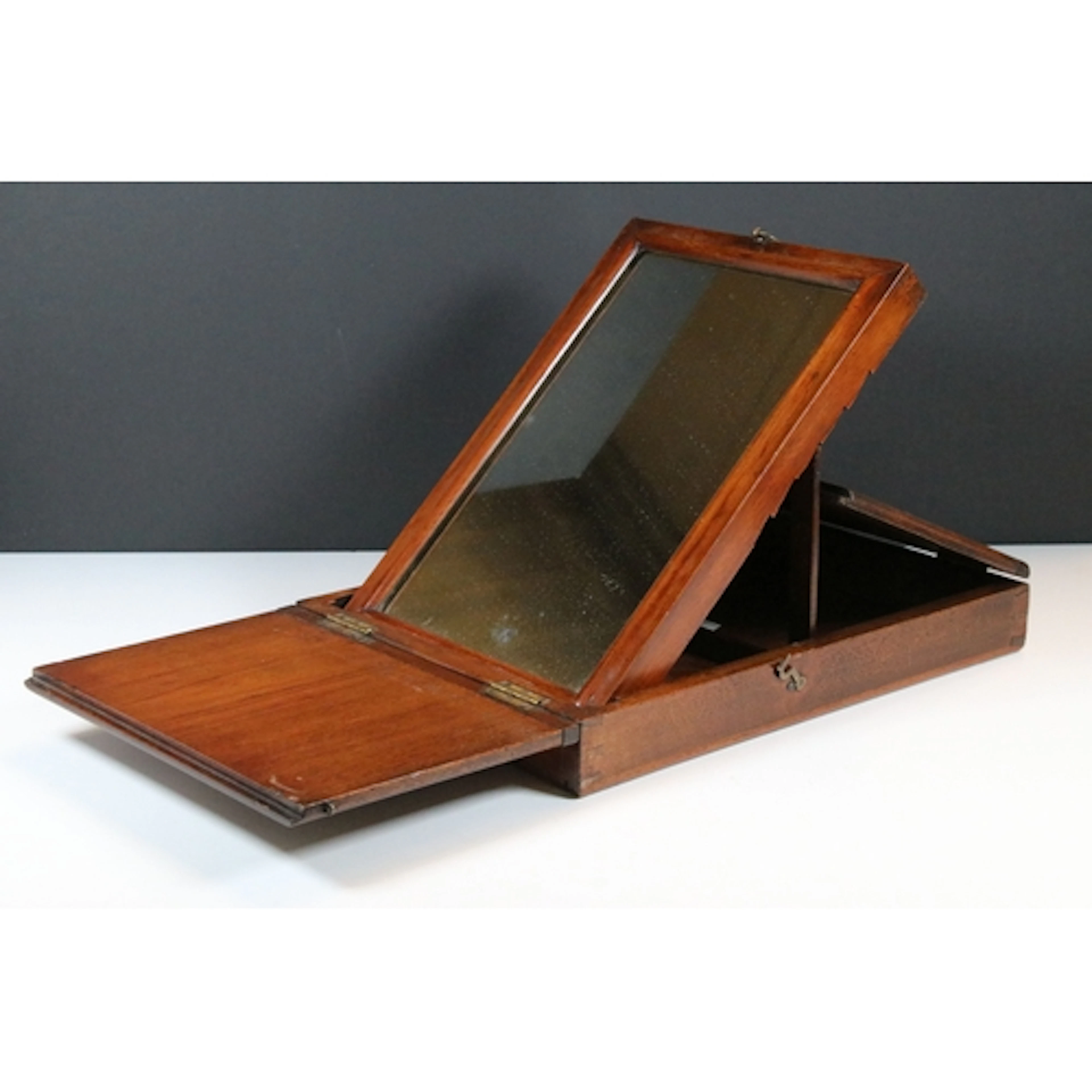 19th century campaign style officer's mirror contained withi...