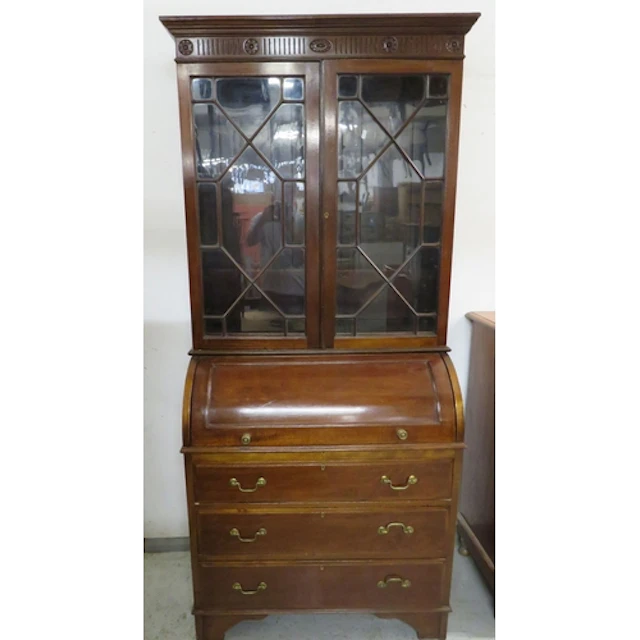 Antique Mahogany Bureau Bookcase, superstructure with pair a...