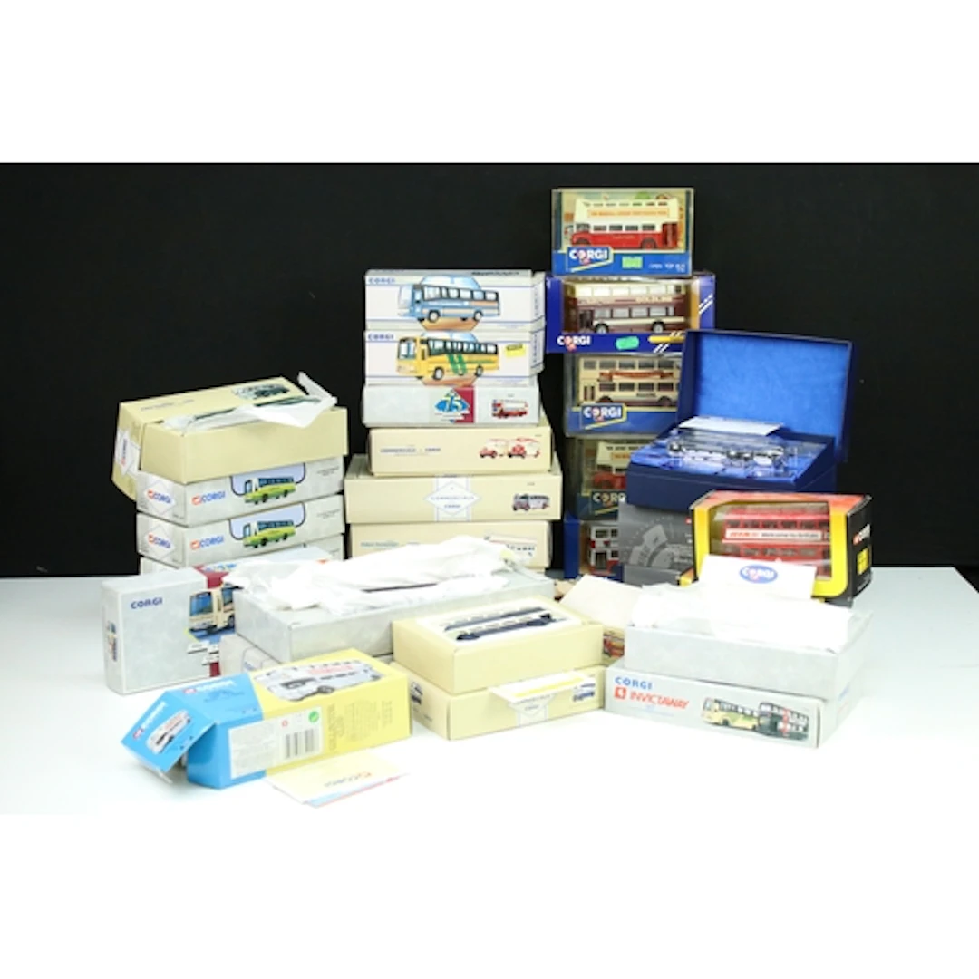 29 Boxed Corgi diecast model buses to include Millennium Col...