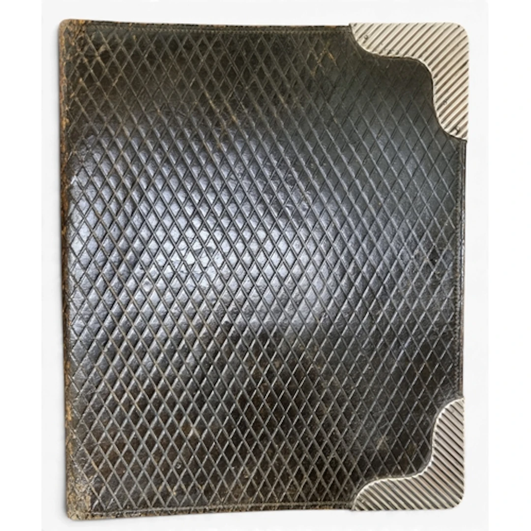 A luxury Silver and Leather Paper Holder with diamond graine...
