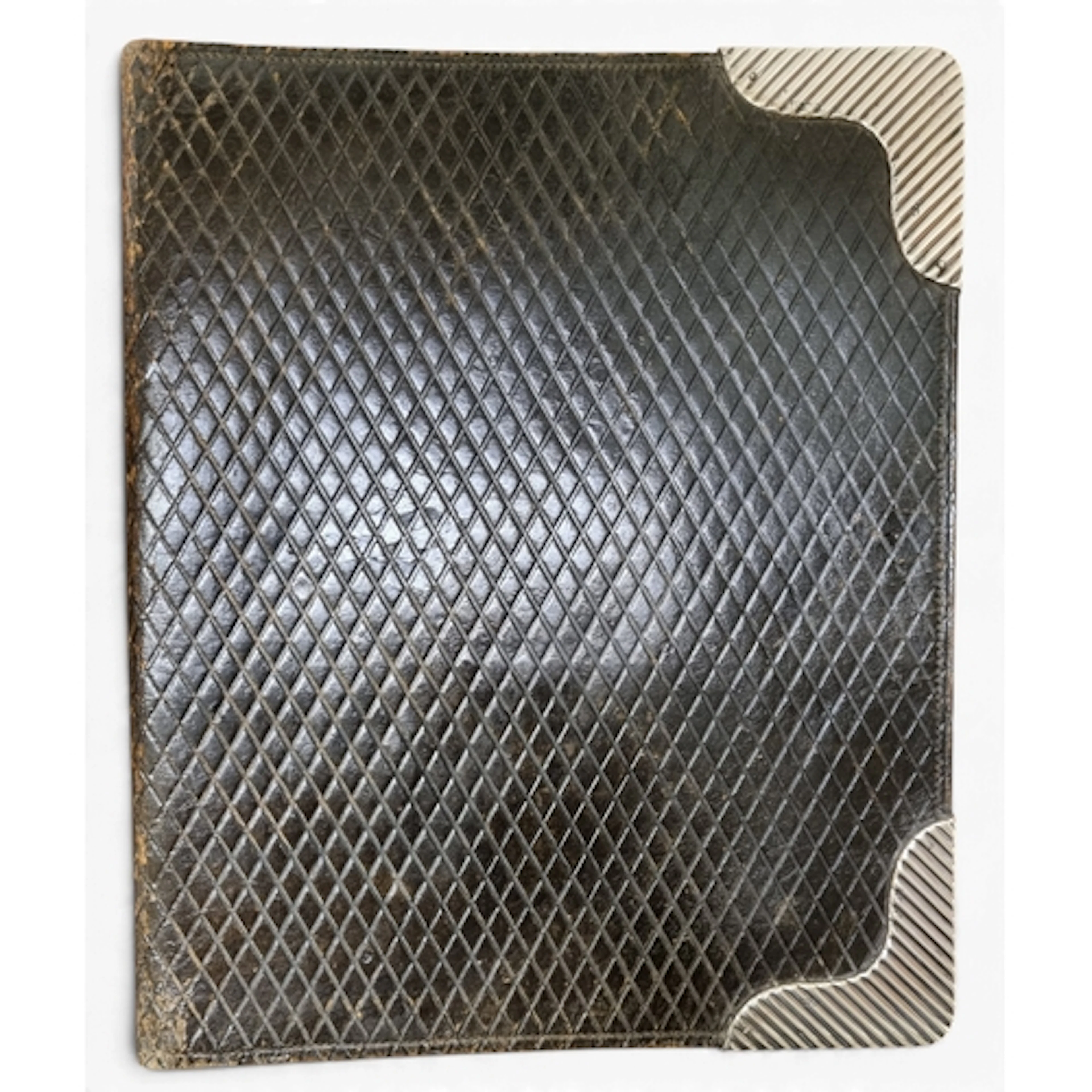 A luxury Silver and Leather Paper Holder with diamond graine...