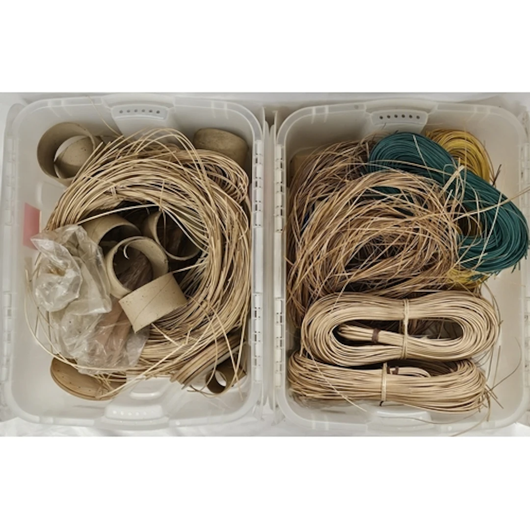 2 Plastic Boxes containing Basket weaving supplies (2 Boxes)