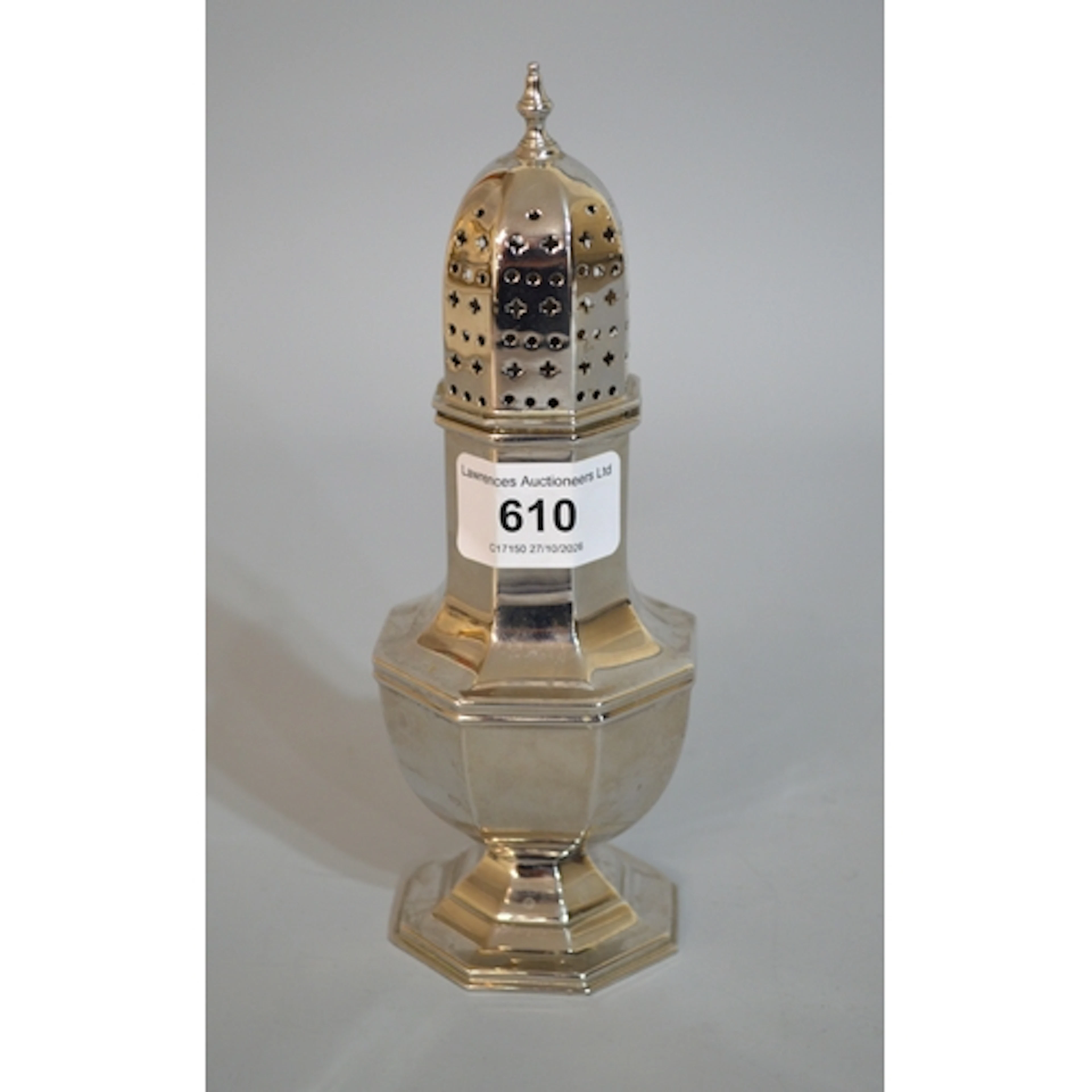 20th Century Birmingham silver octagonal sugar caster, 5.4oz...