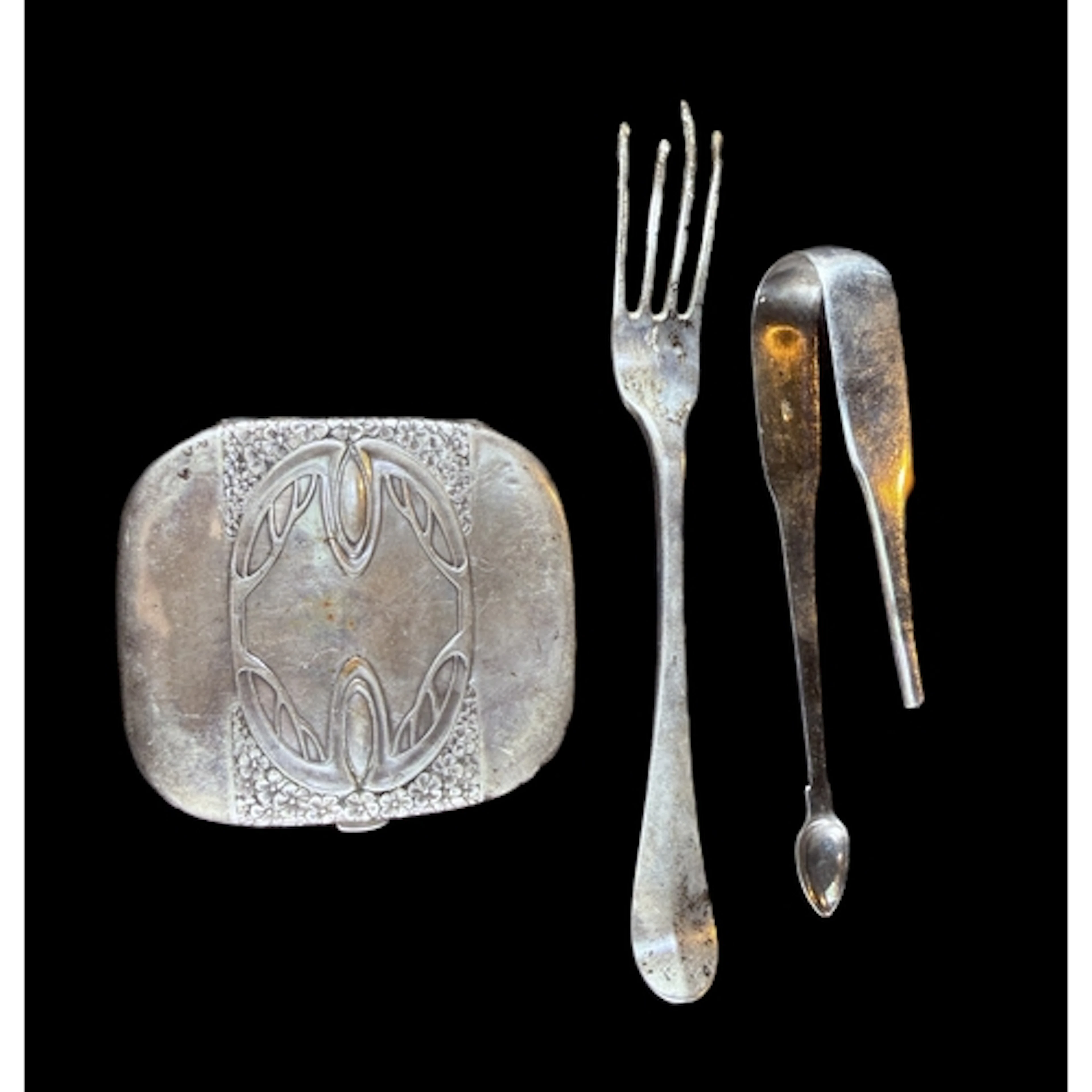 A Dutch silver Art Neveau cigarette case, a Dutch silver for...