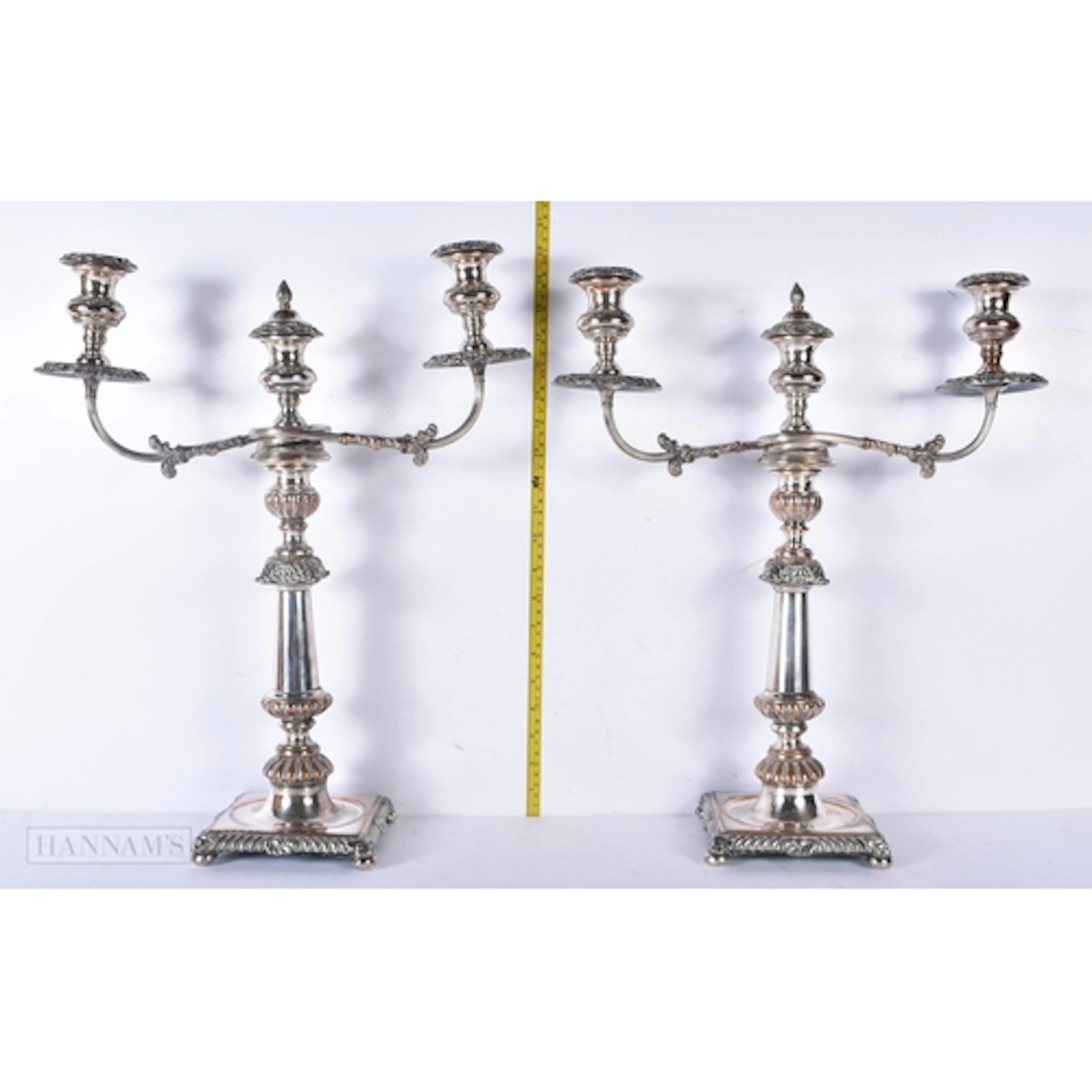 A pair of antique silver plate candelabra 51 x 41cm (2)