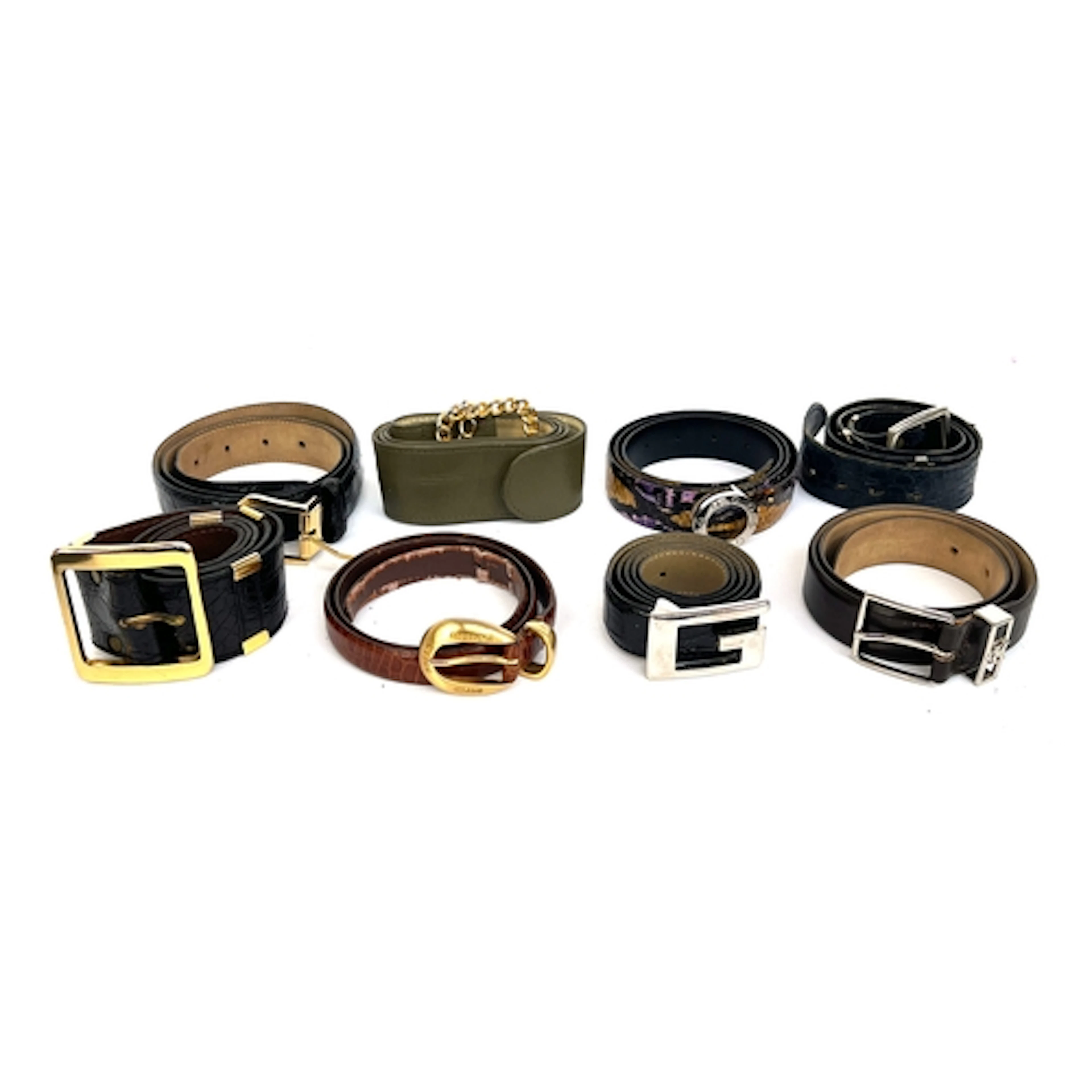 A quantity of leather belts, to include Calvin Klein and Gia...
