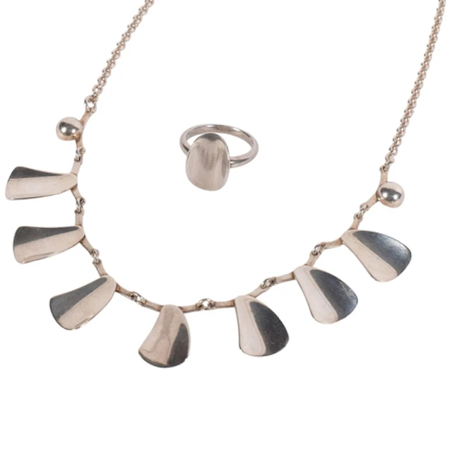 T.H. SKAT RORDAM - a sterling silver necklace and ring, by C...