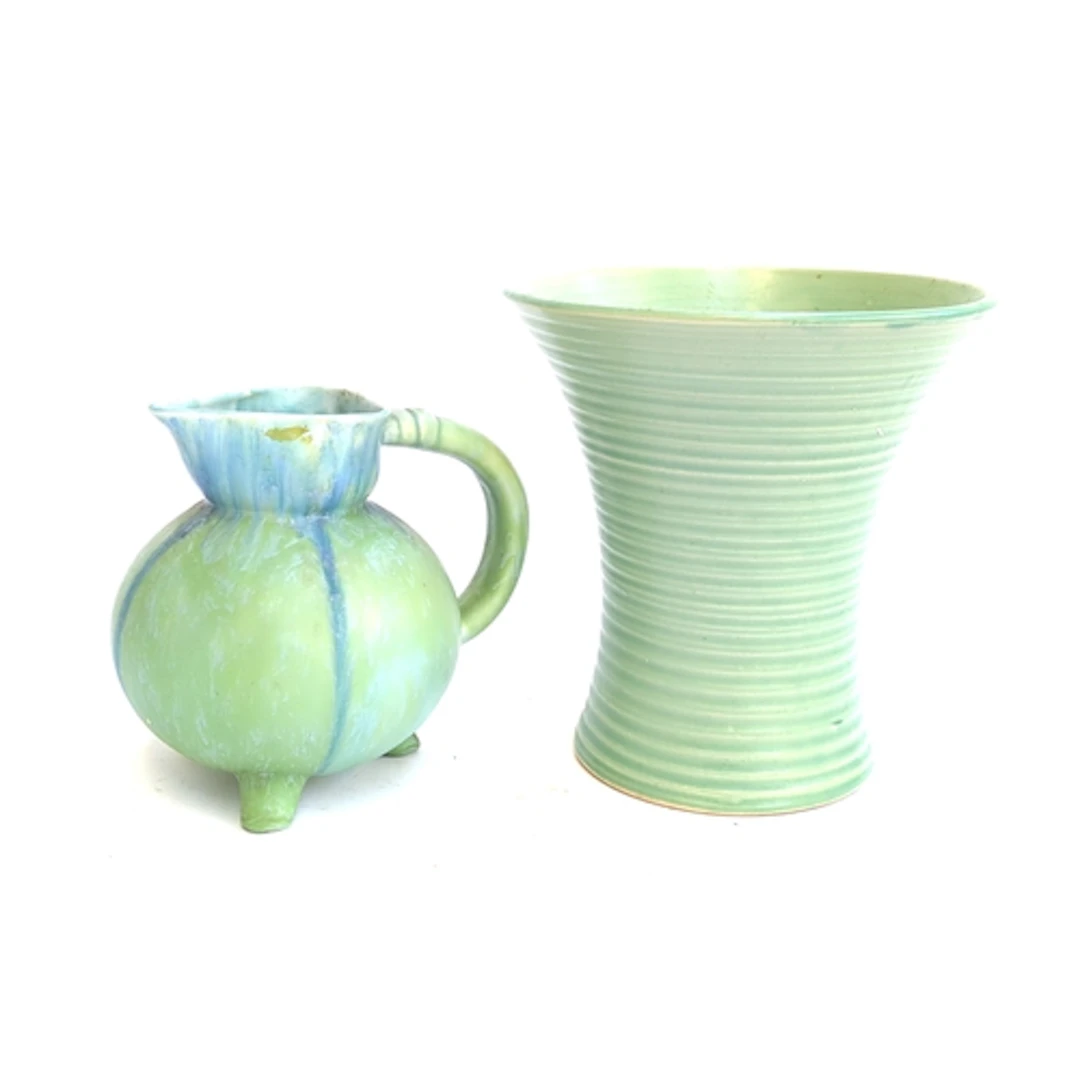 An Art Deco Trentham Art Ware/Beswick style jug on three fee...