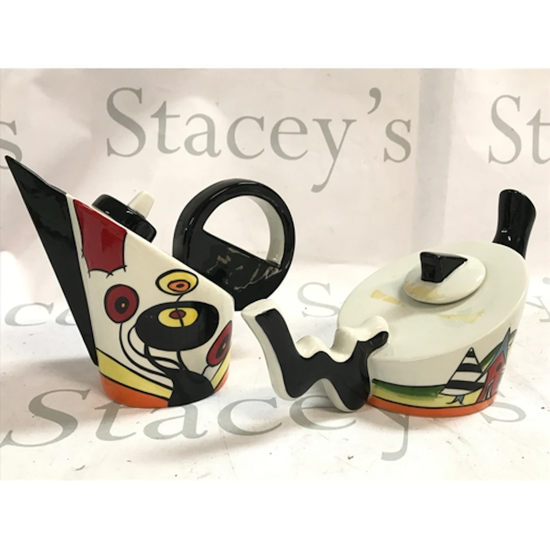 Lorna Bailey teapots. 11 and 14cm tall