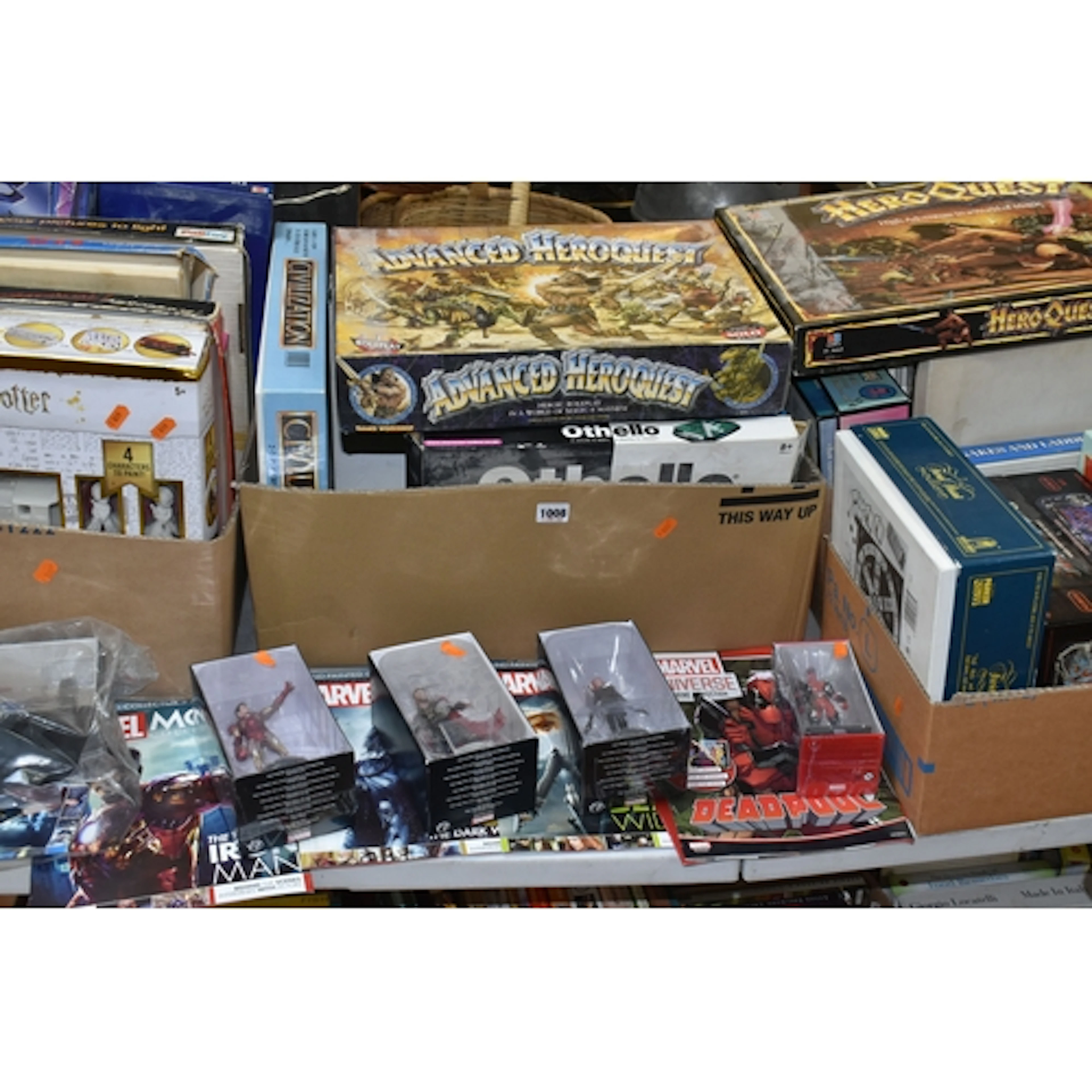 FOUR BOXES AND LOOSE GAMES AND MARVEL FIGURES, to include Ma...