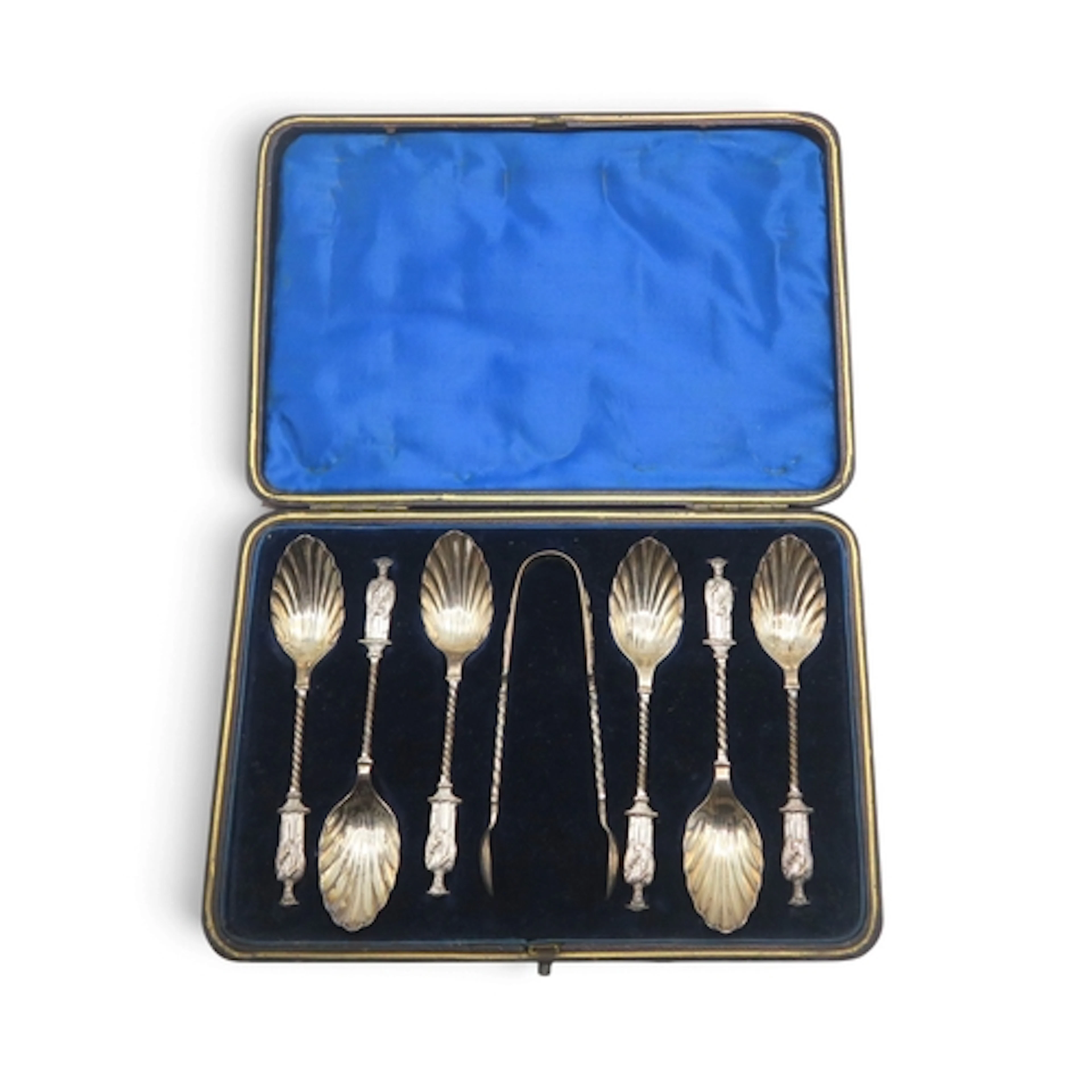 A cased set of six late-Victorian silver apostle-style spoon...