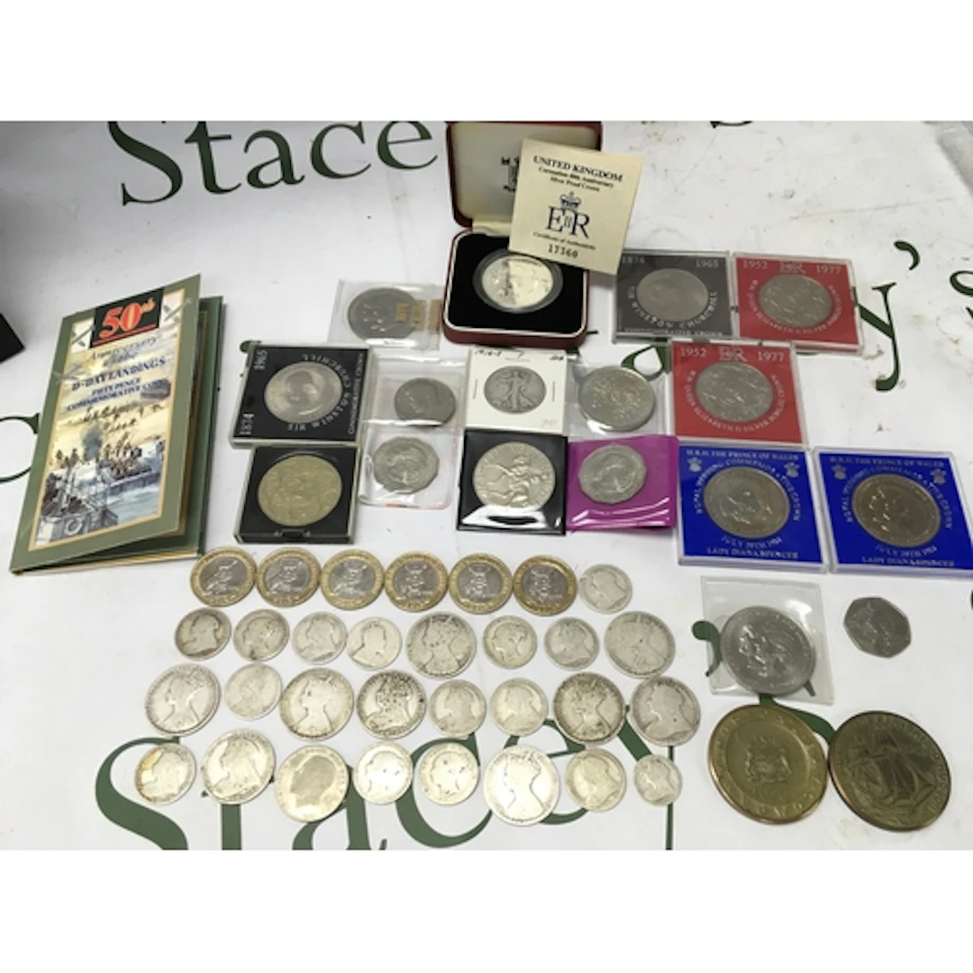 A tin of Victorian and later coins including a silver proof ...
