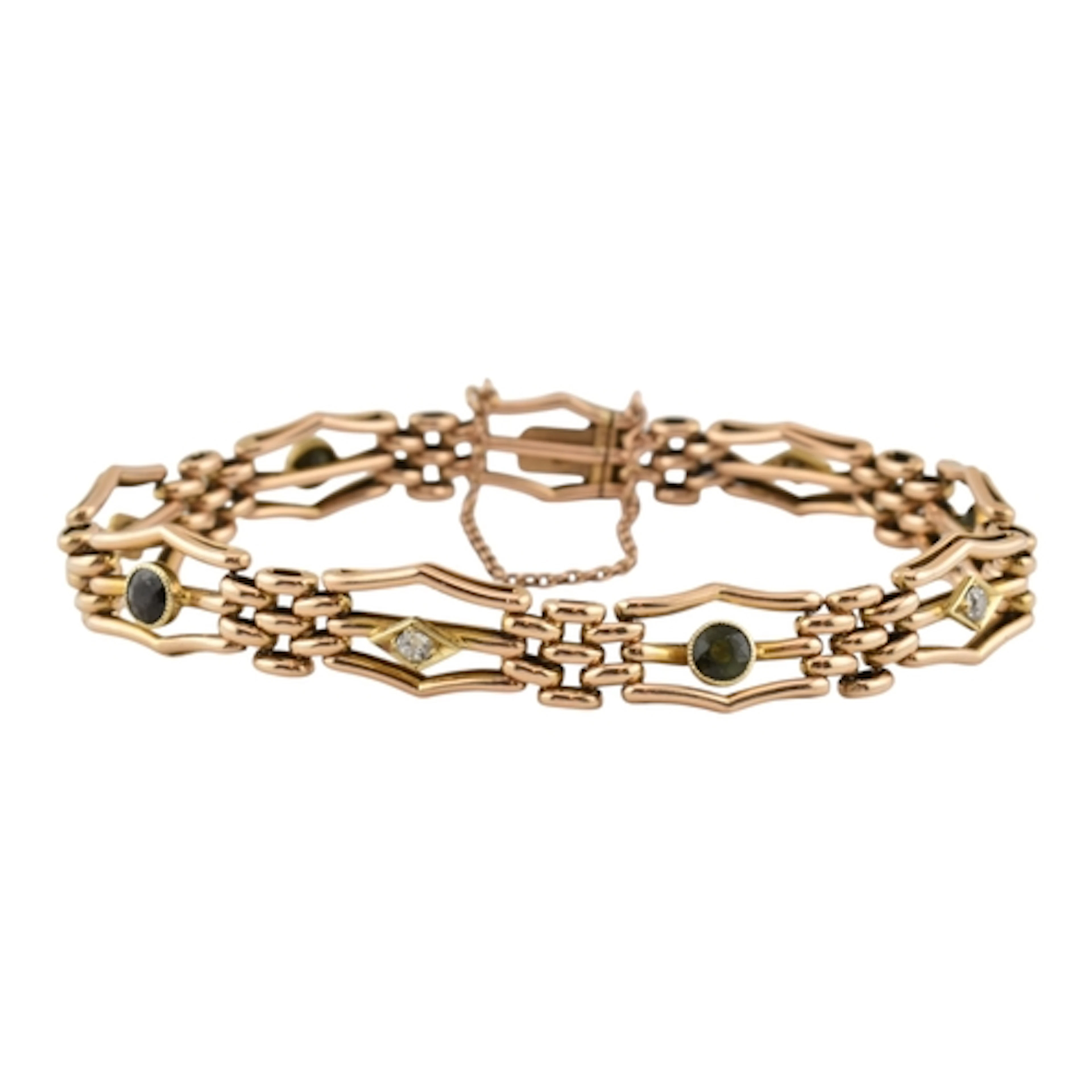 An early 20th century 15ct gold tourmaline and diamond gate ...