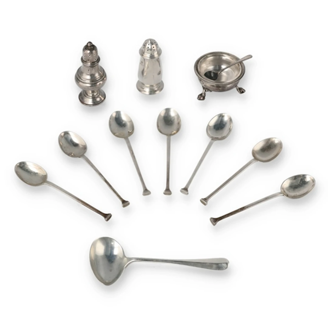 SEVEN SILVER SEAL END TEASPOONS, VARYING DATES AND MAKERS A ...