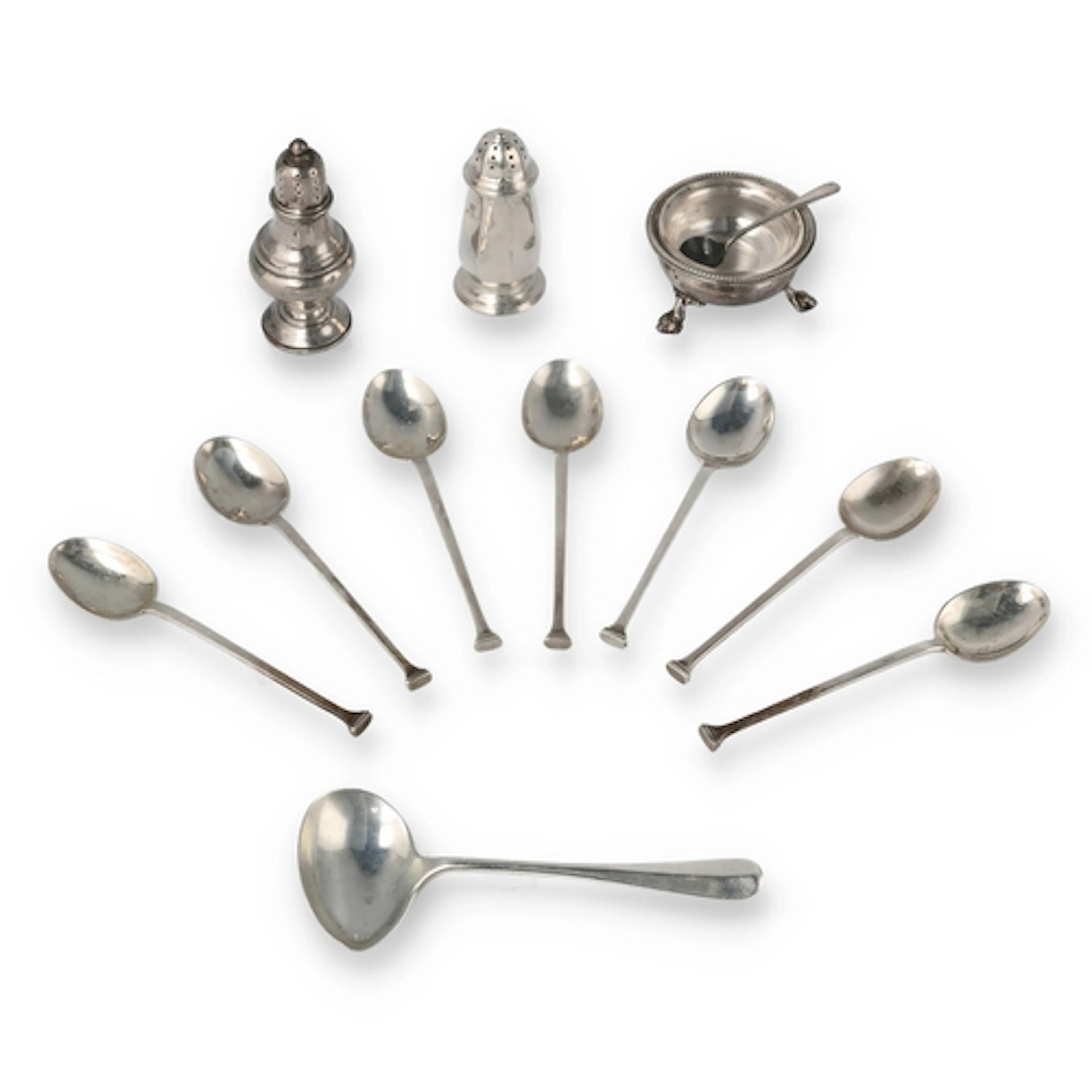 SEVEN SILVER SEAL END TEASPOONS, VARYING DATES AND MAKERS A ...