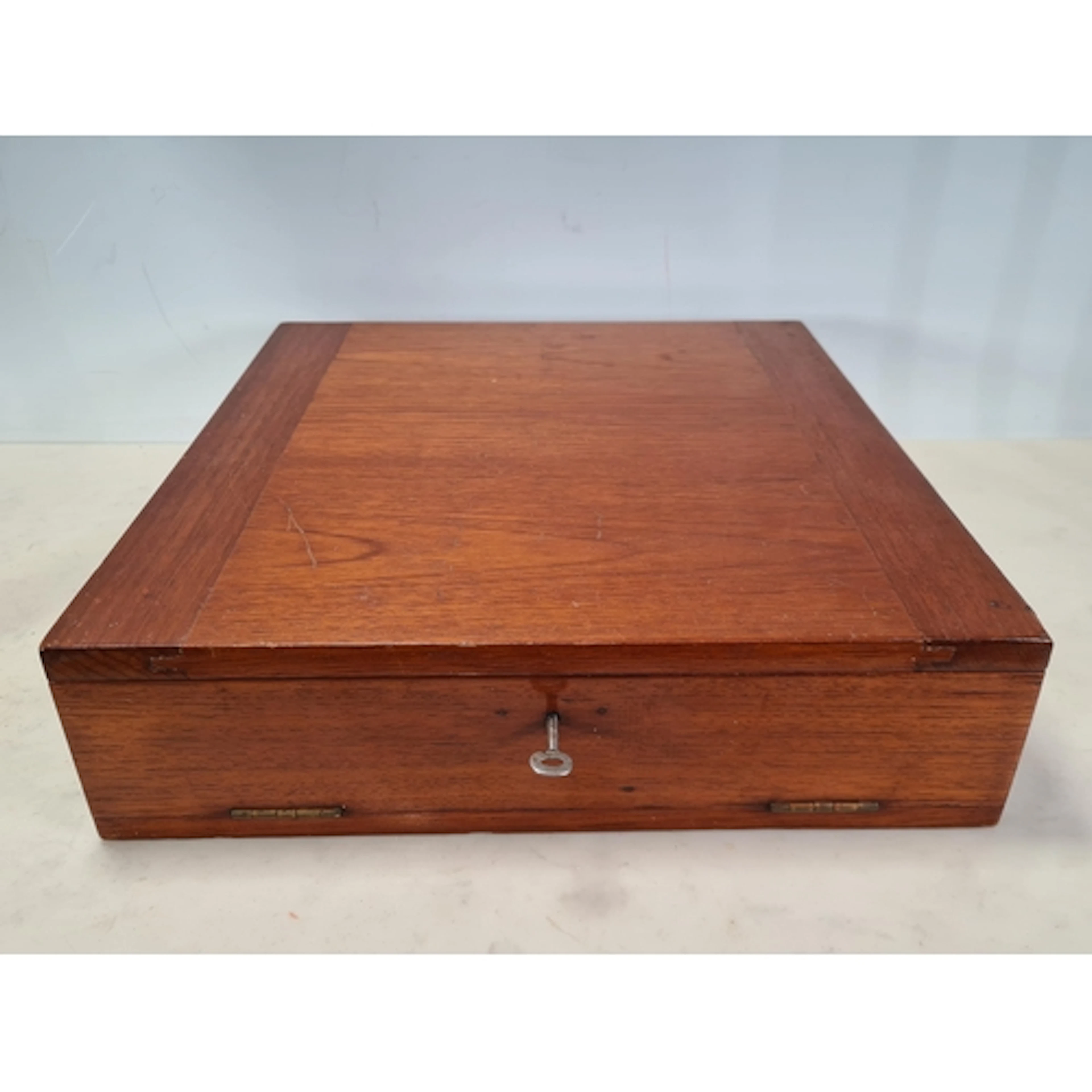 A Teak Fishing Box, with lift up lid and fall front enclosin...