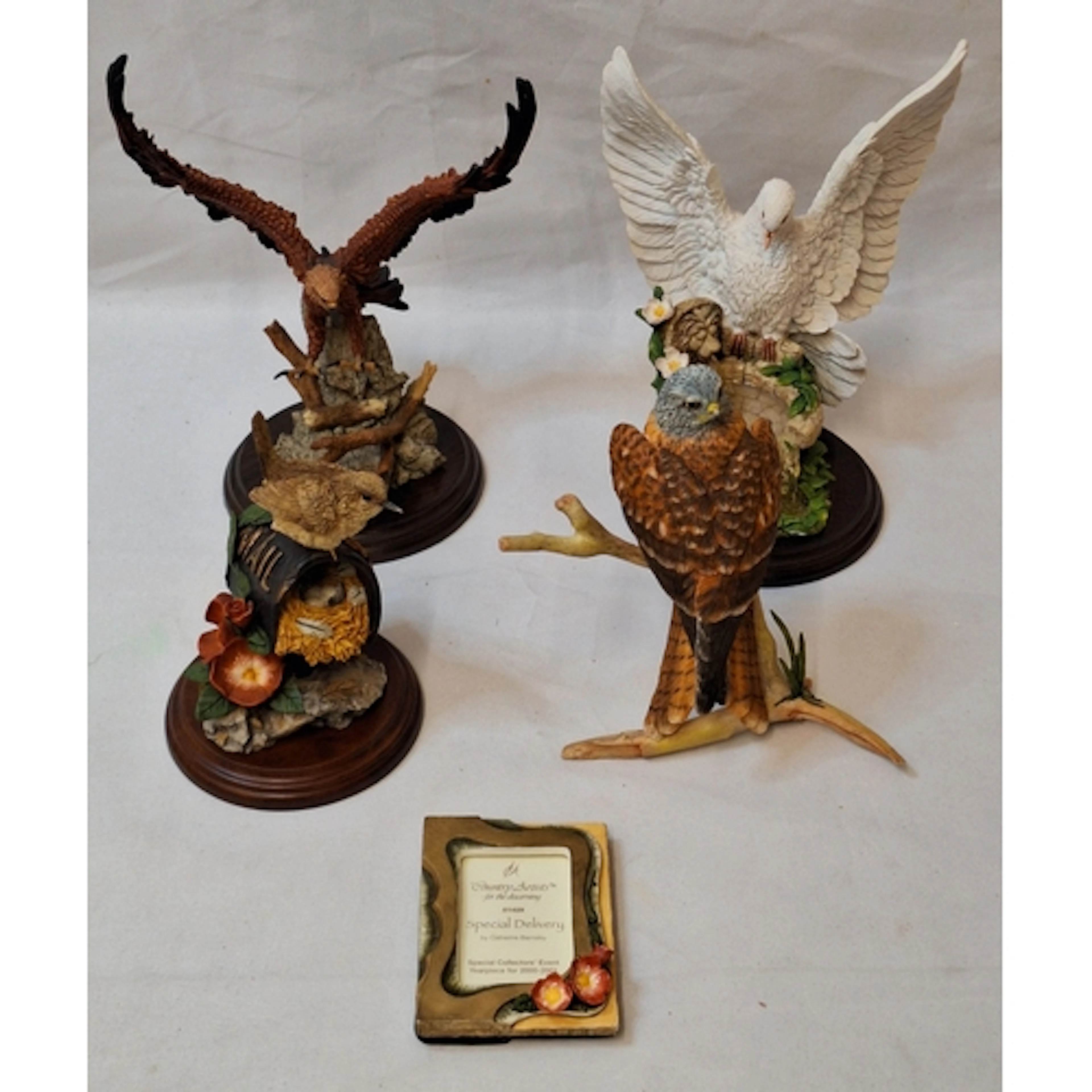 4 Bird Figurines mainly Country Artists incl. Golden Eagle l...