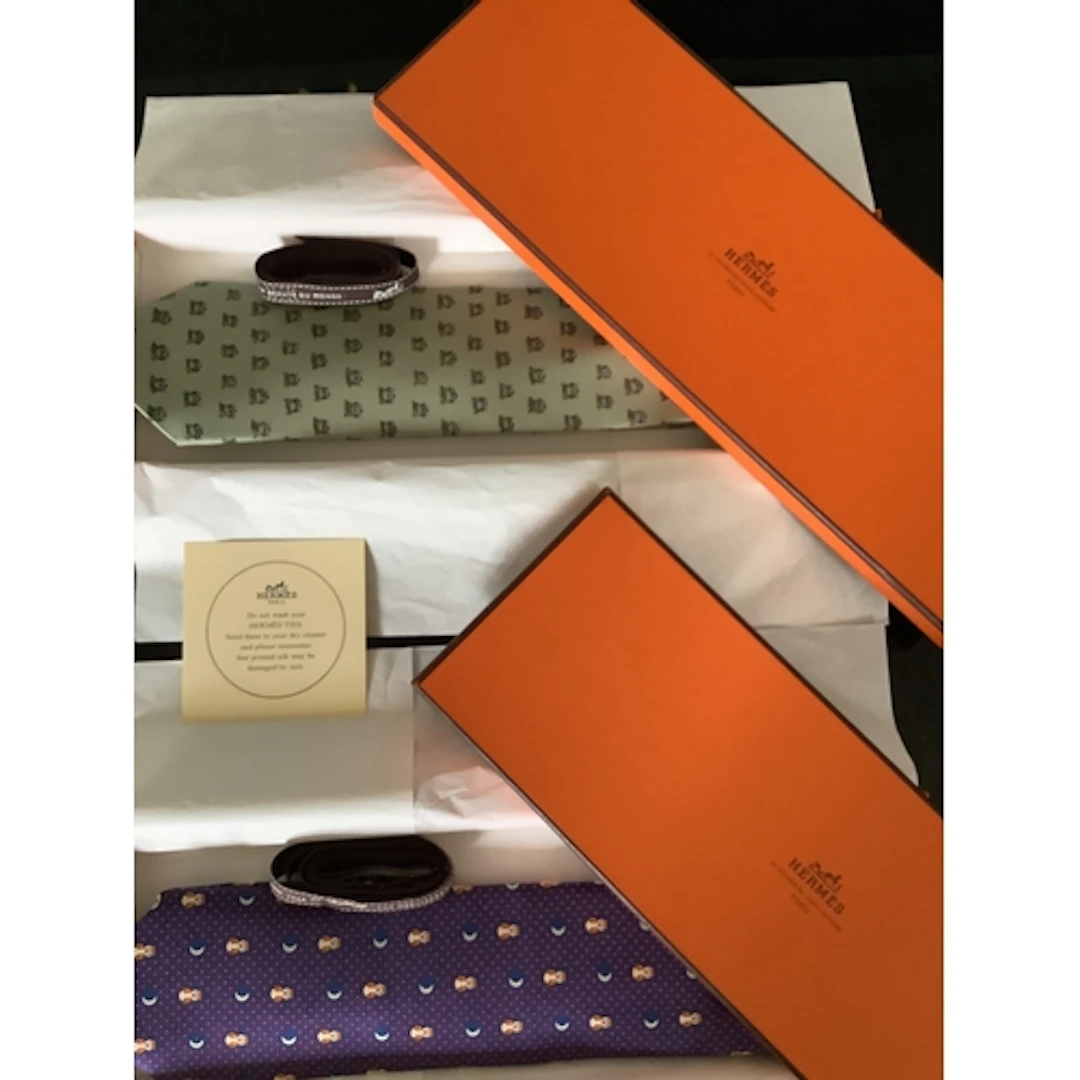 Two boxed Hermes, Paris, gentlemen’s silk ties, from their o...