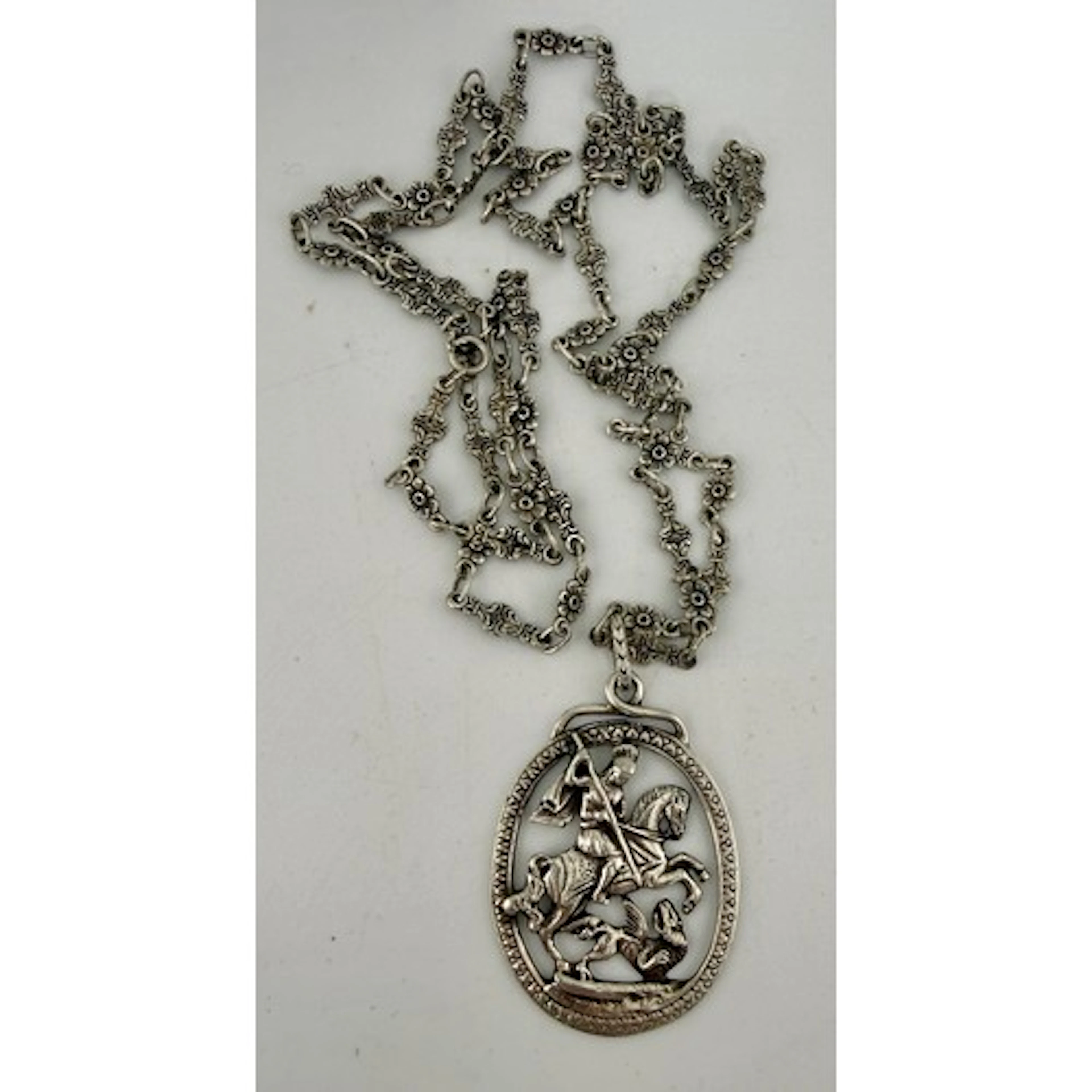 Sterling silver Fratelli Peruzzi pendant depicting George an...