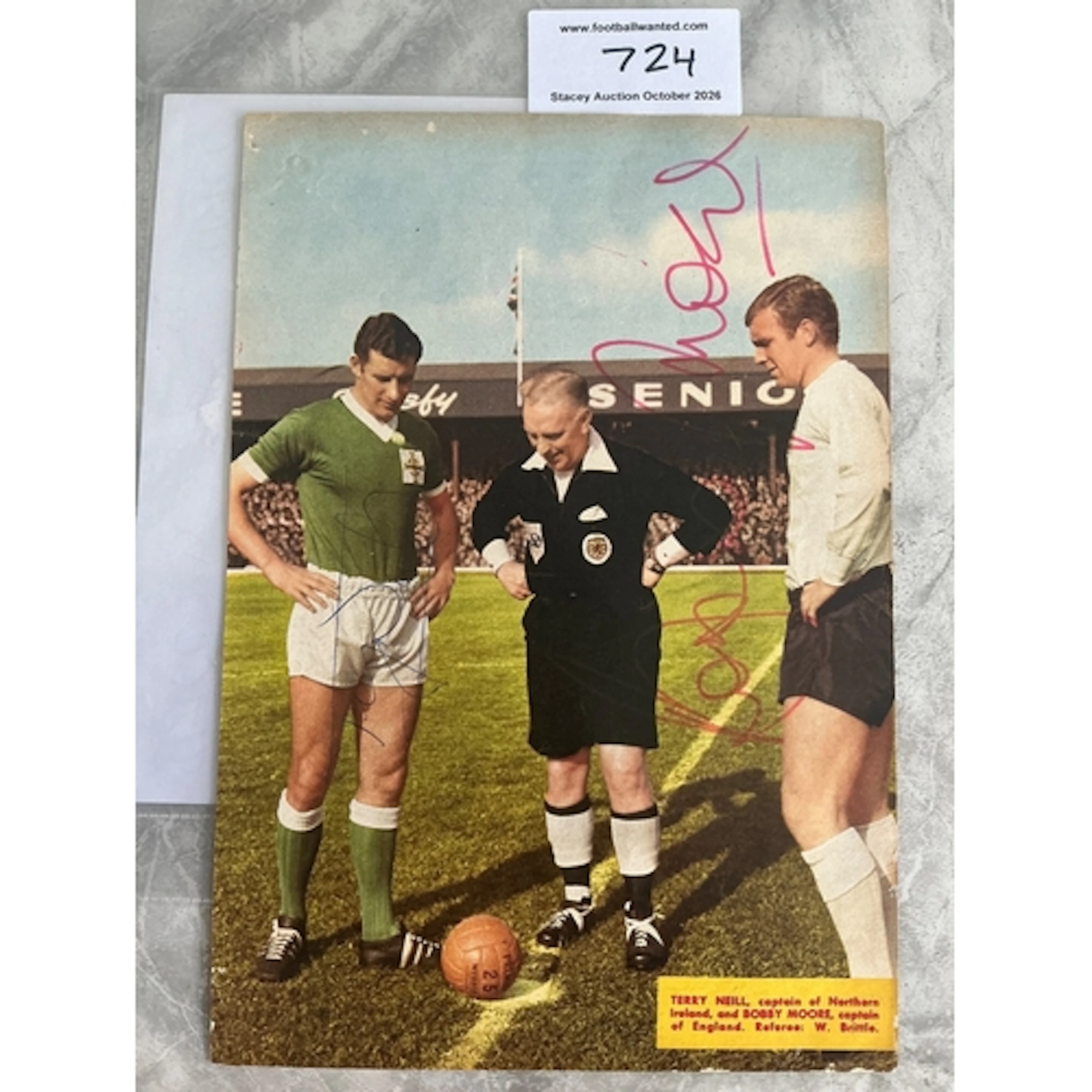 Bobby Moore Signed England Football Picture: Full size colou...