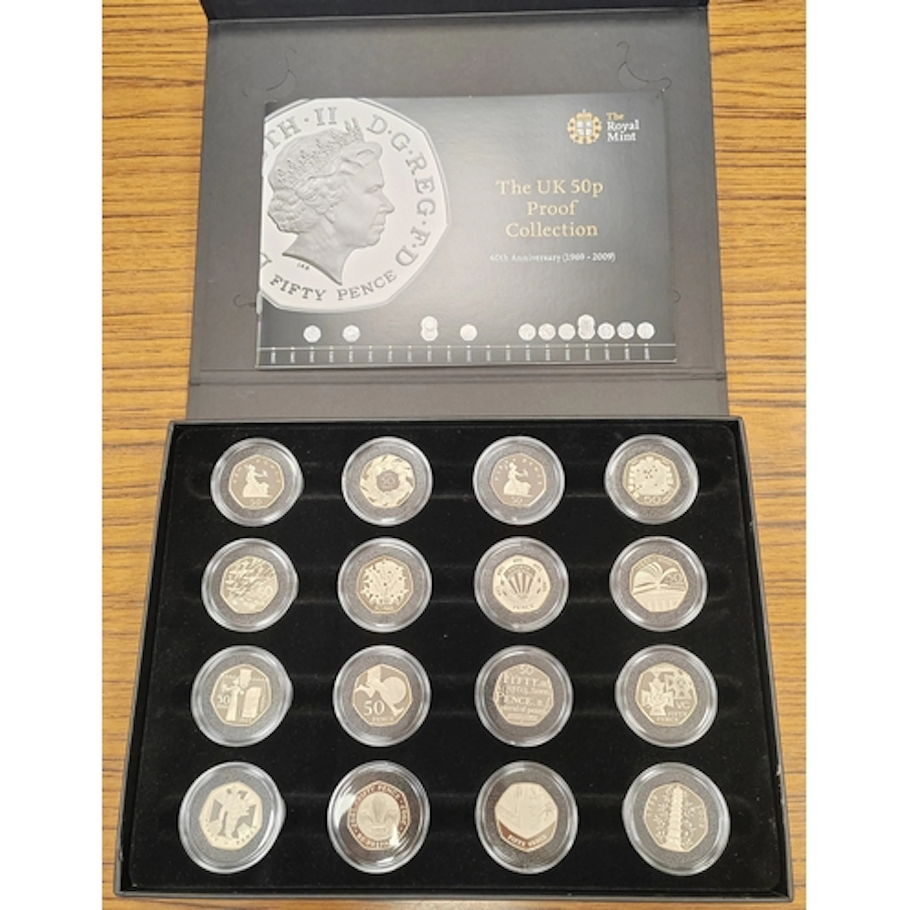 2009 40th Anniversary of the 50p proof cased set of 16 FDC, ...