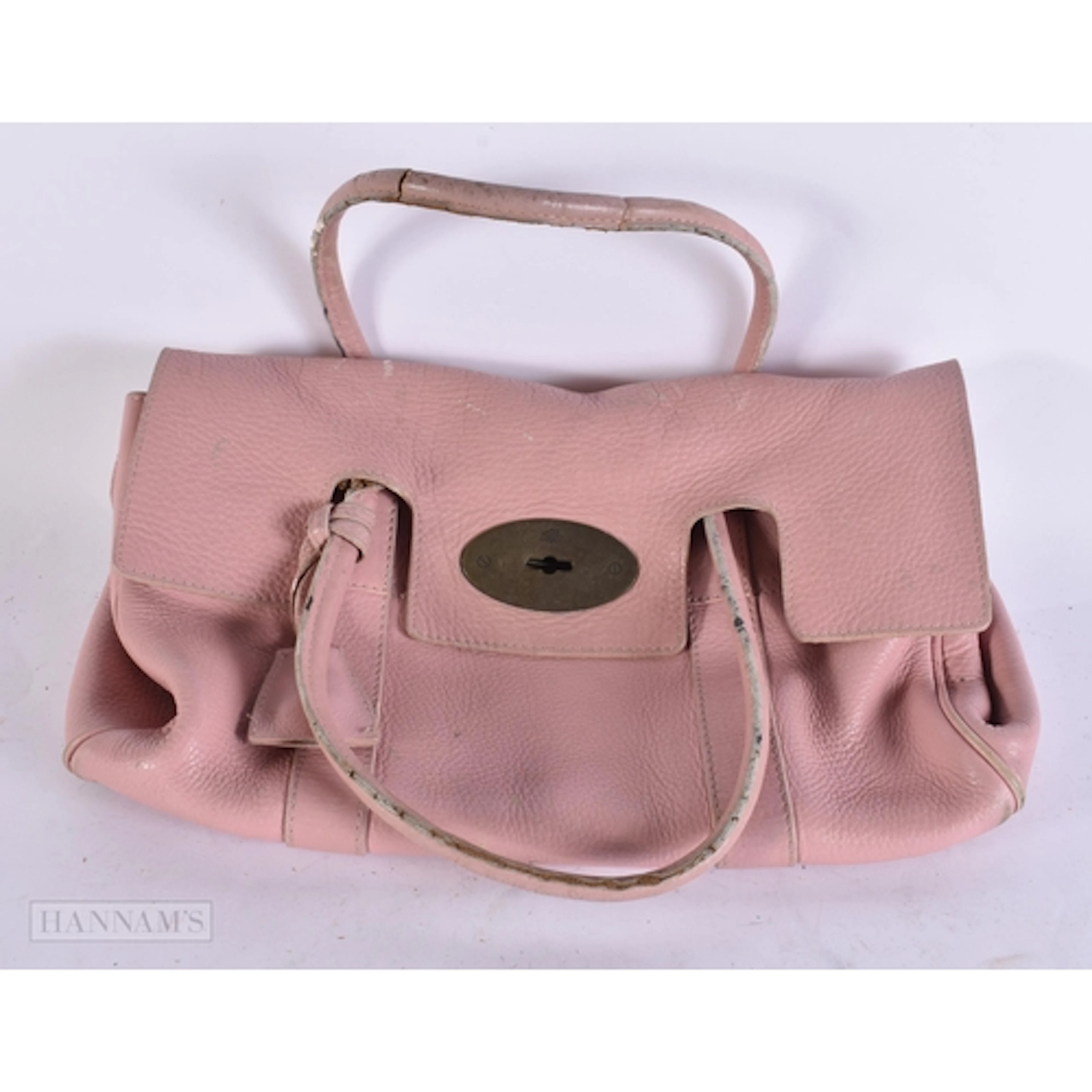 Mulberry Bayswater Pink Grain Leather Handbag Postman's Lock...