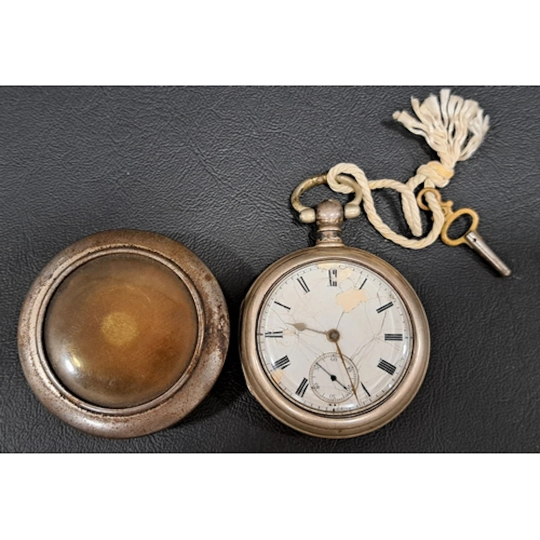 GEORGE V SILVR PAIR CASED POCKET WATCH the white enamel dial...