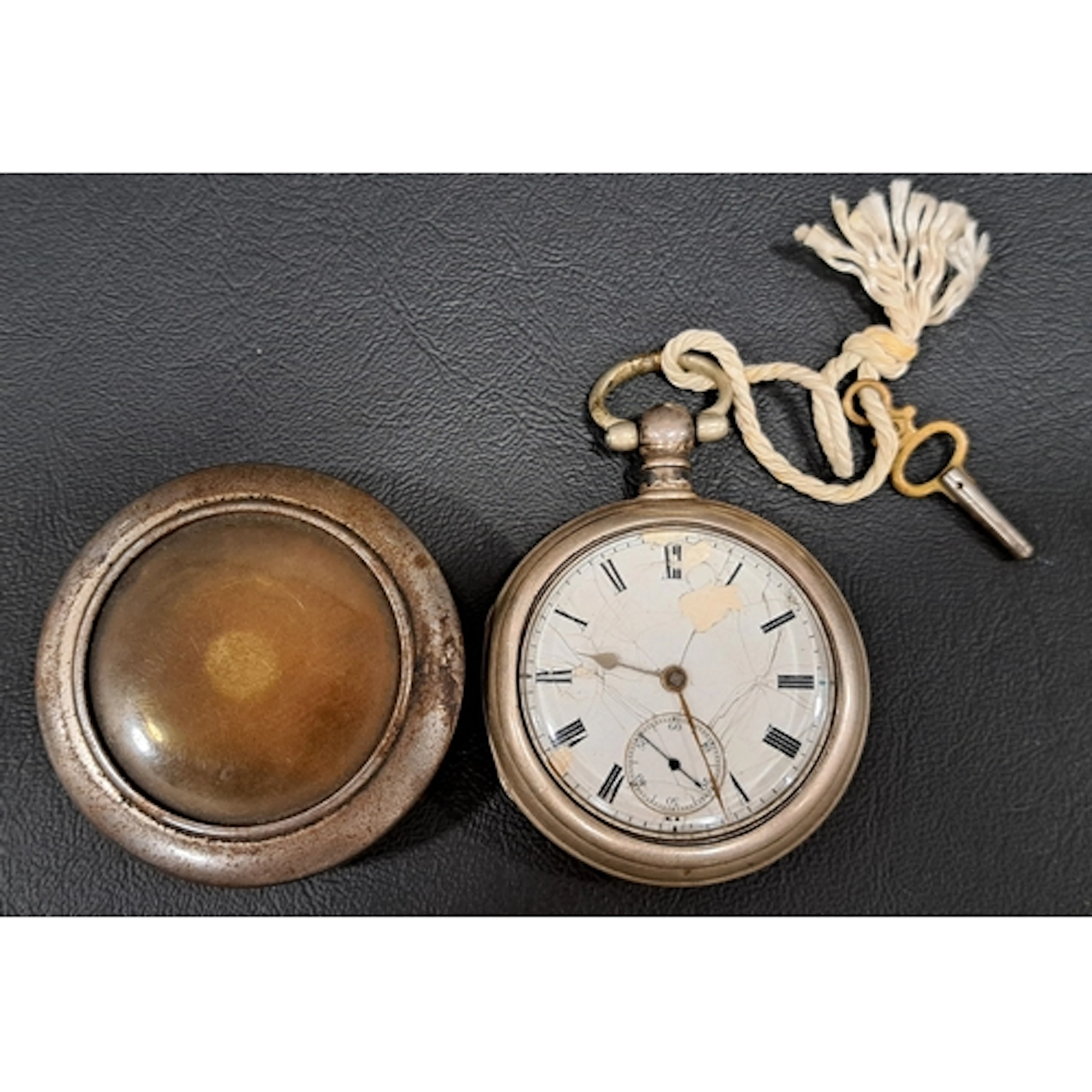 GEORGE V SILVR PAIR CASED POCKET WATCH the white enamel dial...